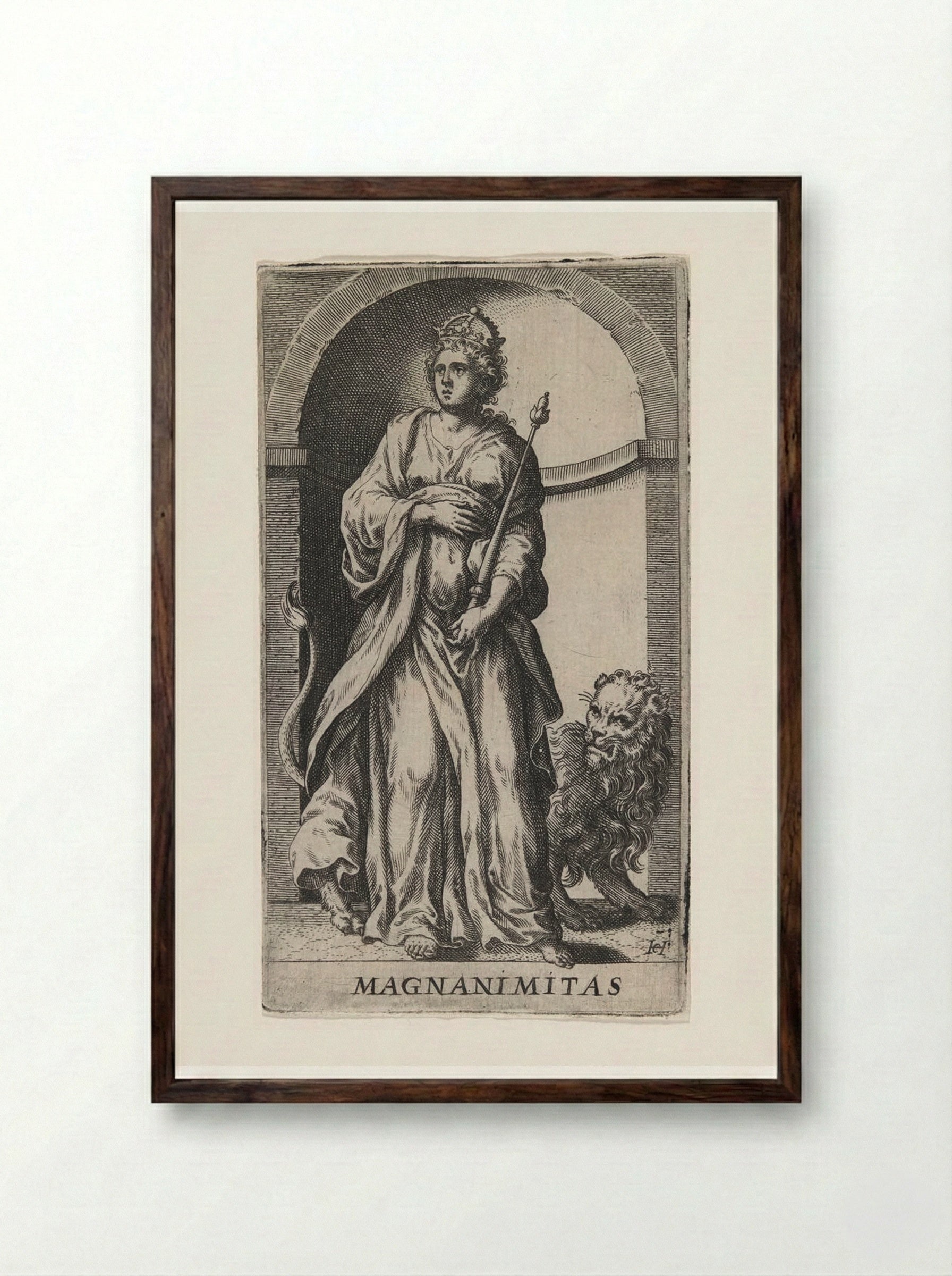 Magnanimitas - Hans Collaert the Elder - Framed Print Dark Wood