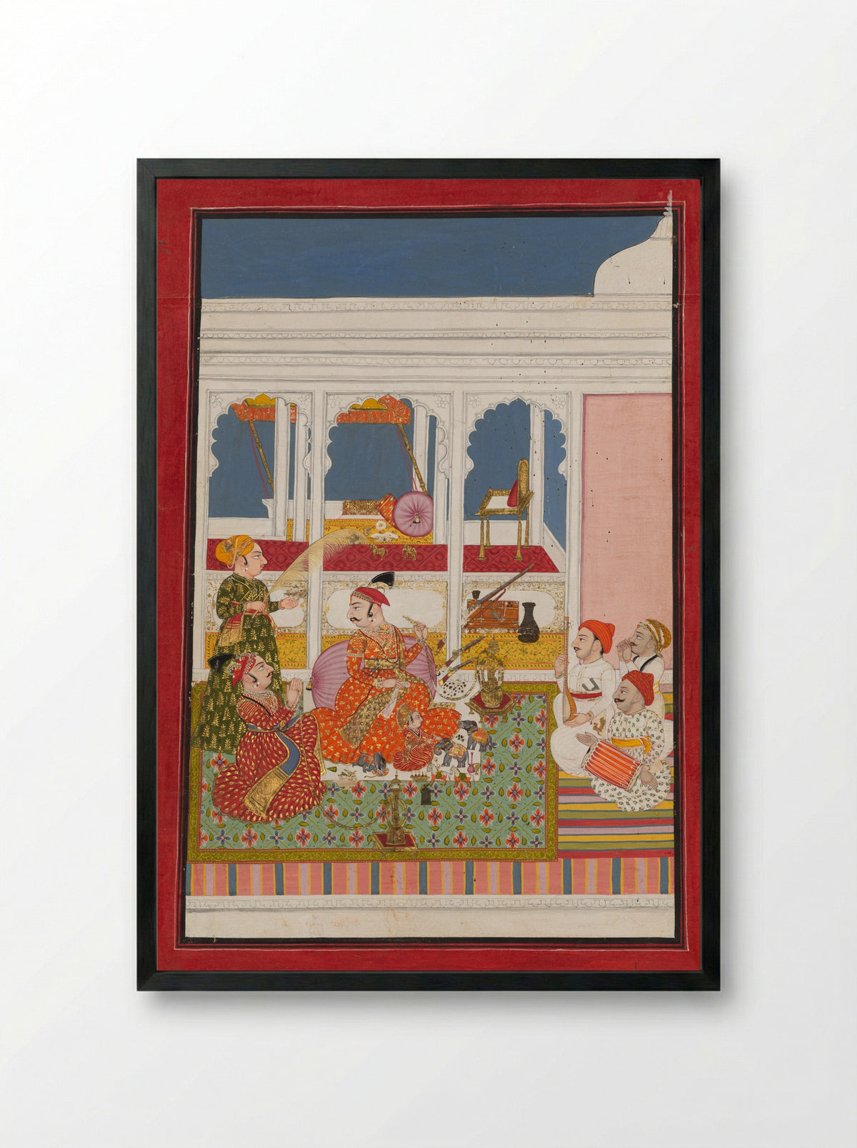 Maharaja Baghji with Courtiers and His Infant Son - Ala Bagas - Framed Print Black