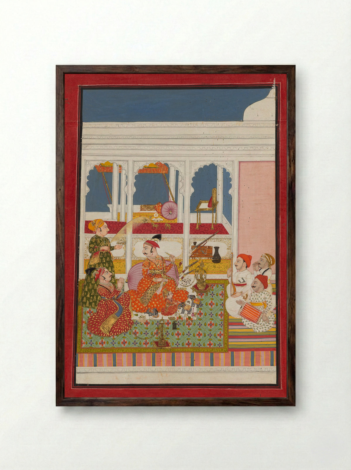 Maharaja Baghji with Courtiers and His Infant Son - Ala Bagas - Framed Print Dark Wood