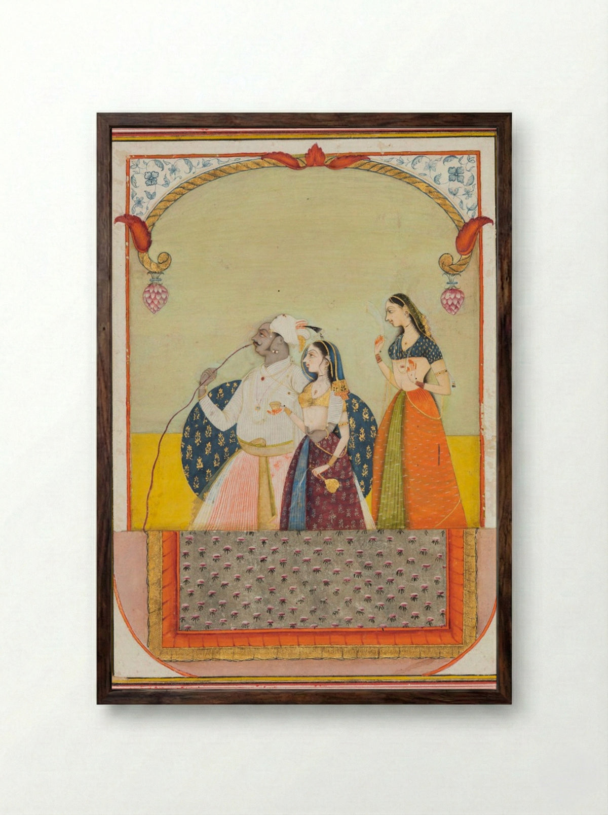 Maharaja Shri Anand Singh-ji and His Consort - Ustad Murad - Framed Print Dark Wood