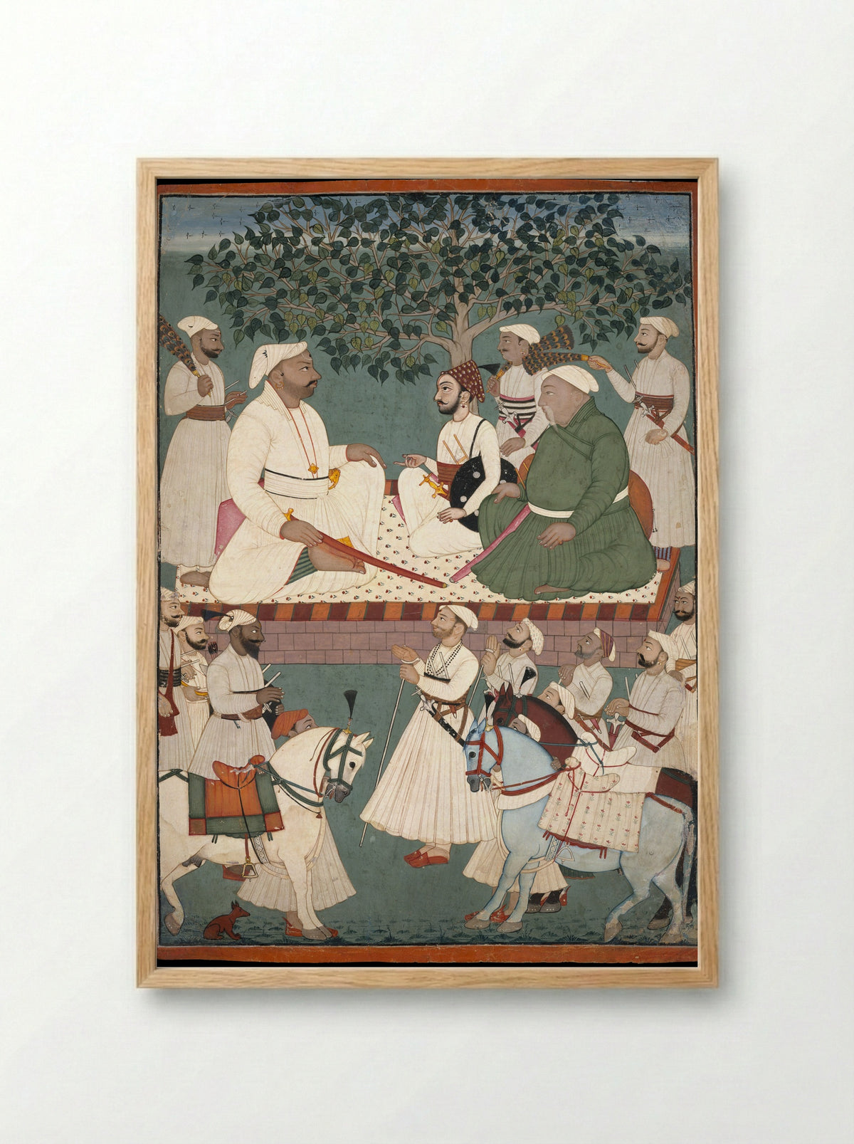 Maharaja Sidh Sen Receiving an Embassy - Mandi Atelier - Framed Print Wood
