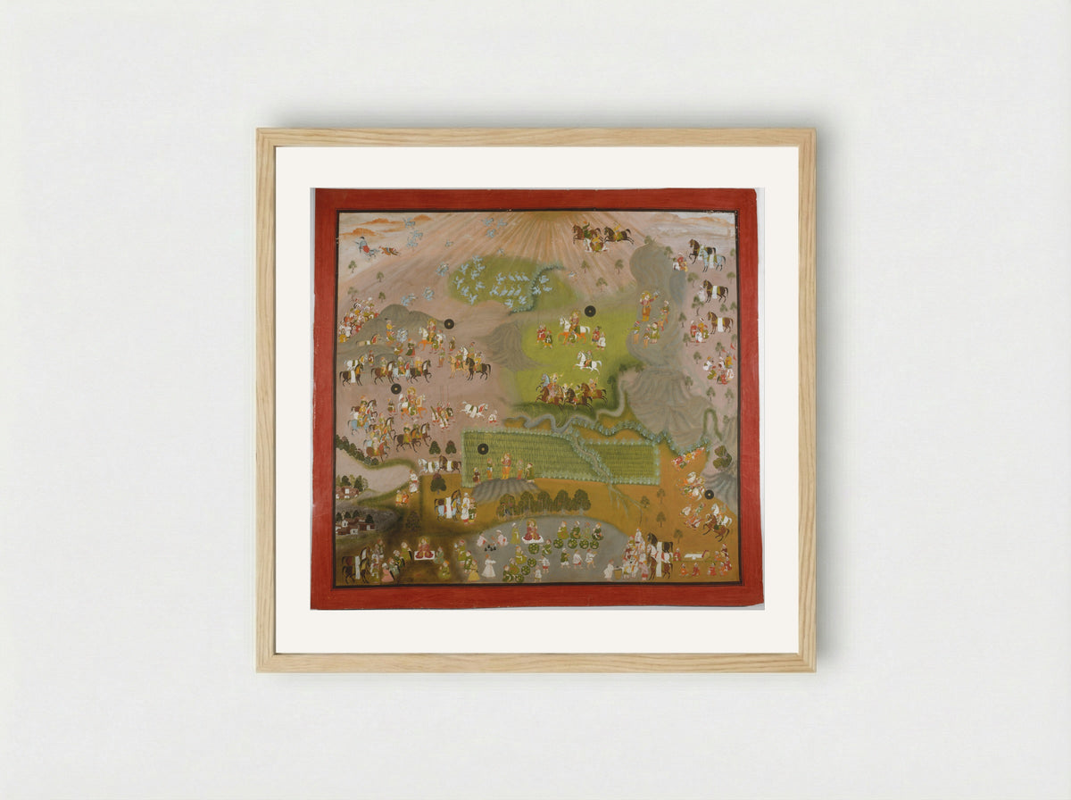 Maharana Jagat Singh Hawks for Cranes - Shiva and Dayal - Framed Print Wood