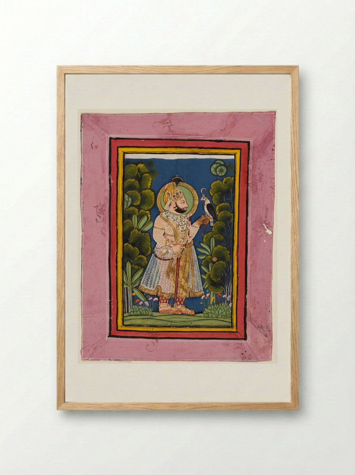 Maharana Jawan Singh of Mewar Holding a Falcon - Ghasi - Framed Print Wood