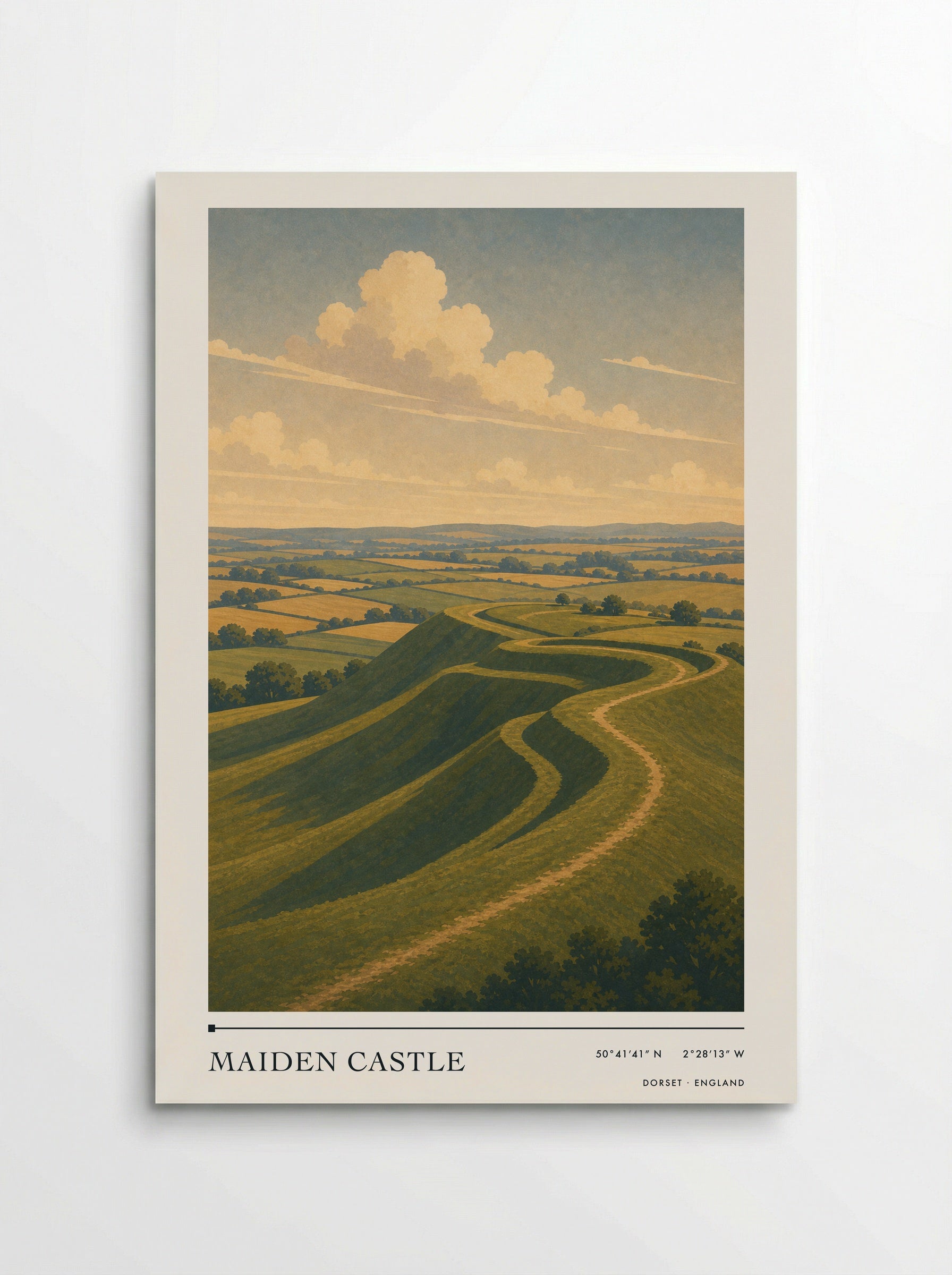 Maiden Castle Dorset England Travel Poster - Poster