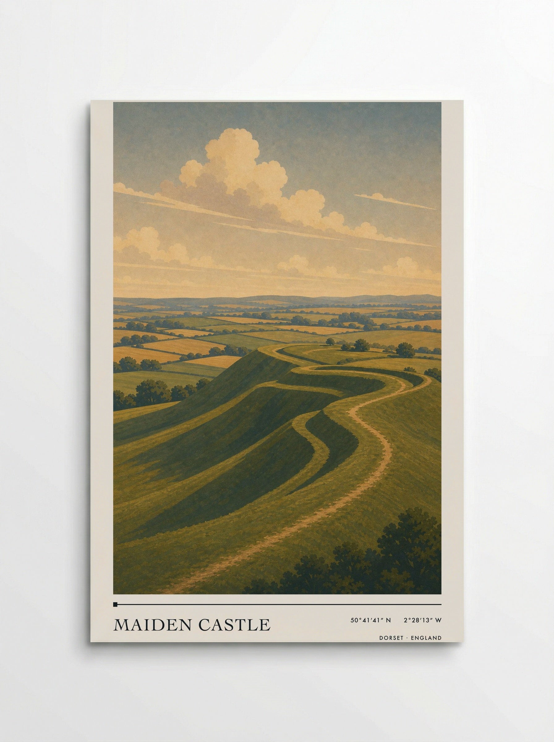 Maiden Castle Dorset England Travel Poster - Poster
