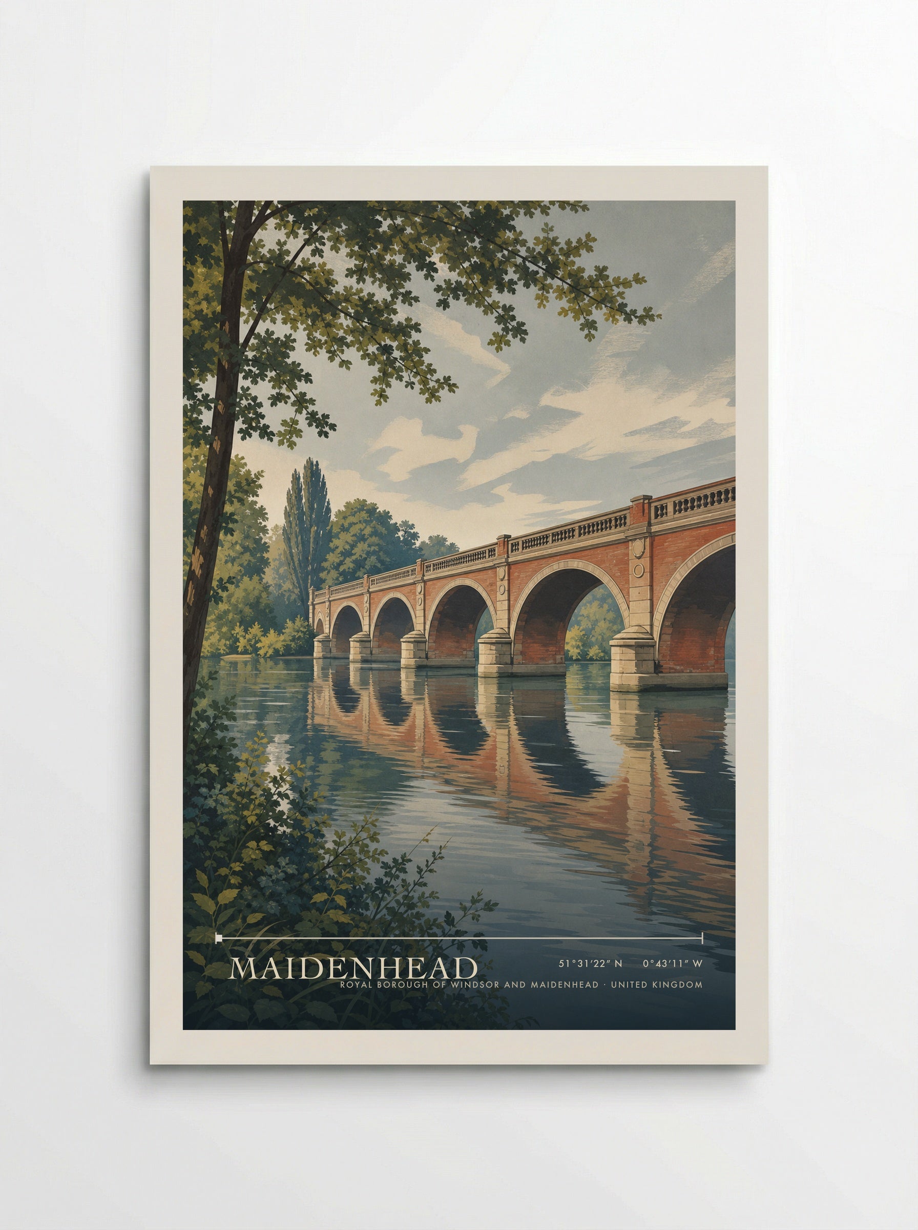 Maidenhead Royal Borough of Windsor and Maidenhead United Kingdom Travel Poster - Poster