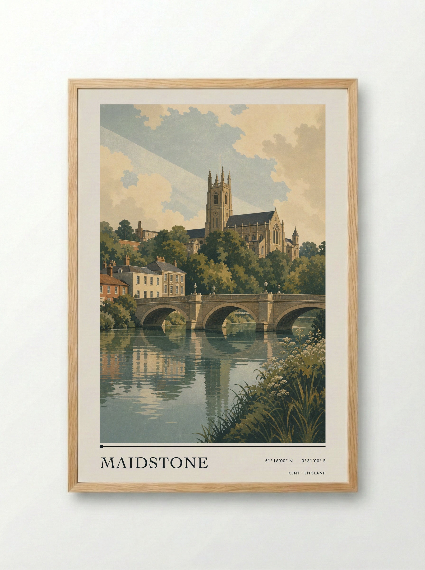 Maidstone Kent England Travel Poster - Framed Print Wood