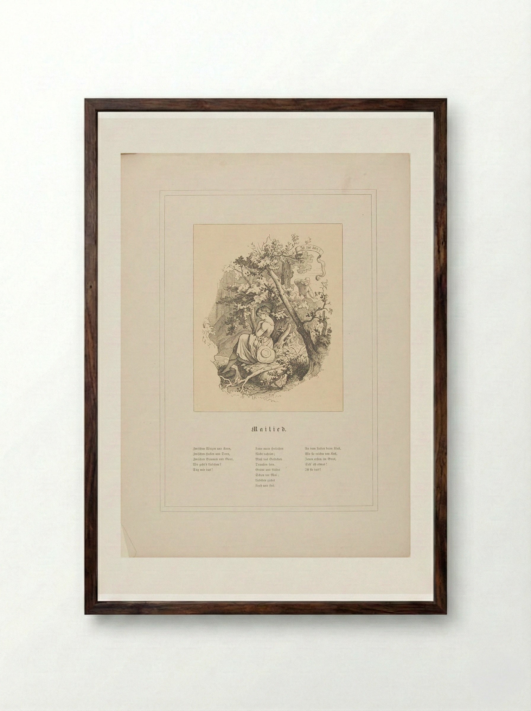 Mailied (May Song) - Adrian Ludwig Richter - Framed Print Dark Wood