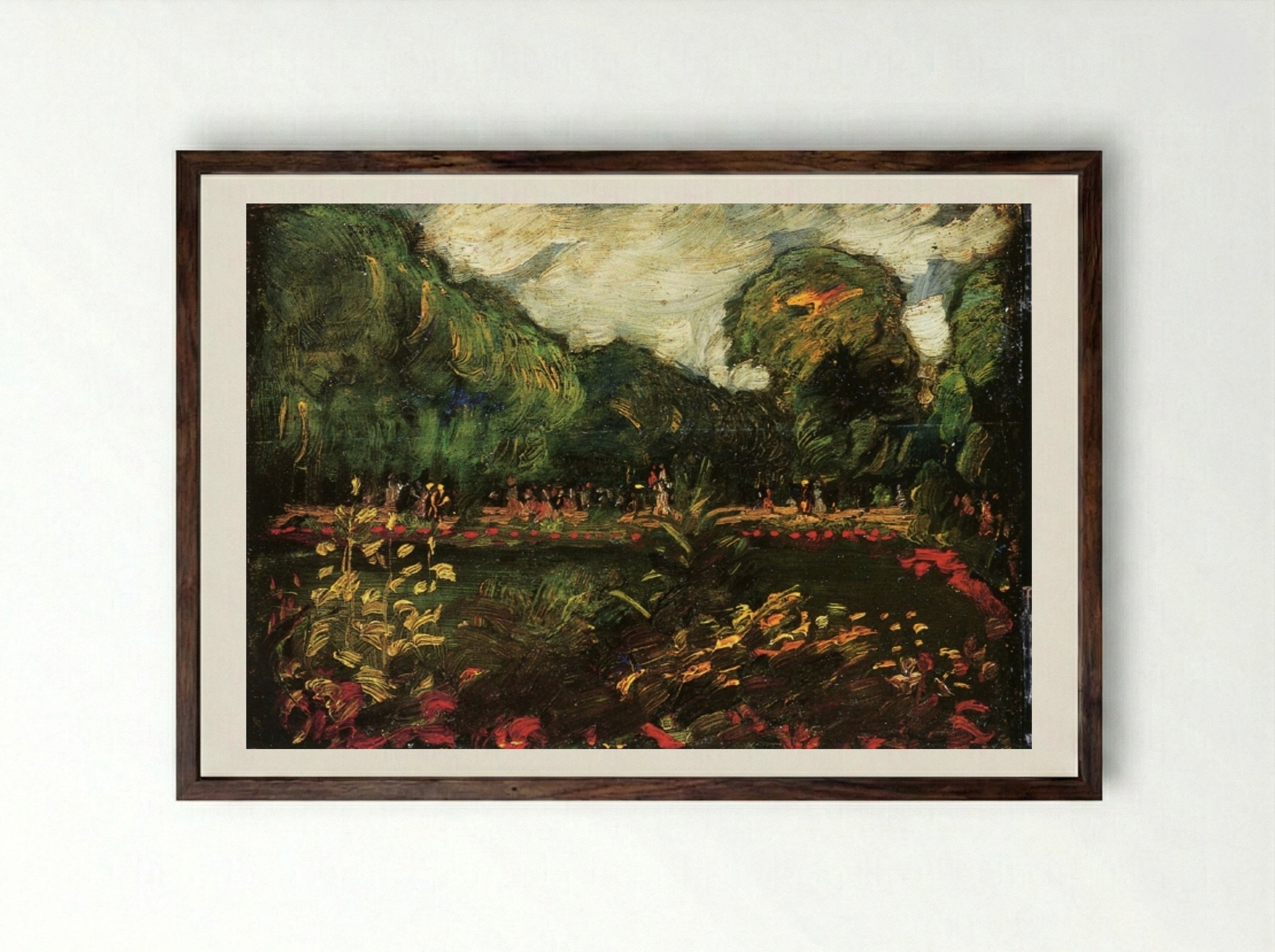 Main Entrance, Luxembourg Garden, Paris - George Luks - Framed Print Dark Wood