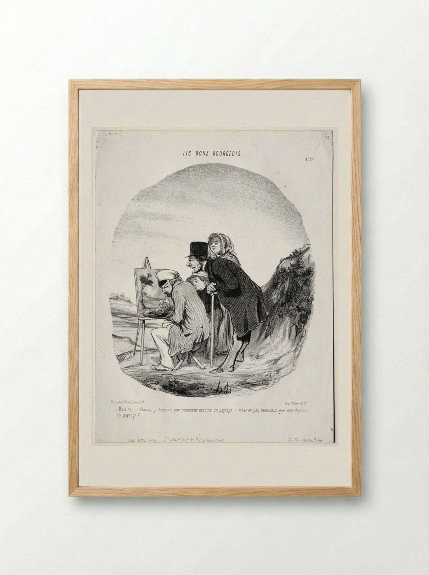 Mais si, ma femme, je t'assure que monsieur dessine un paysage... - Honoré Daumier - Framed Print Wood