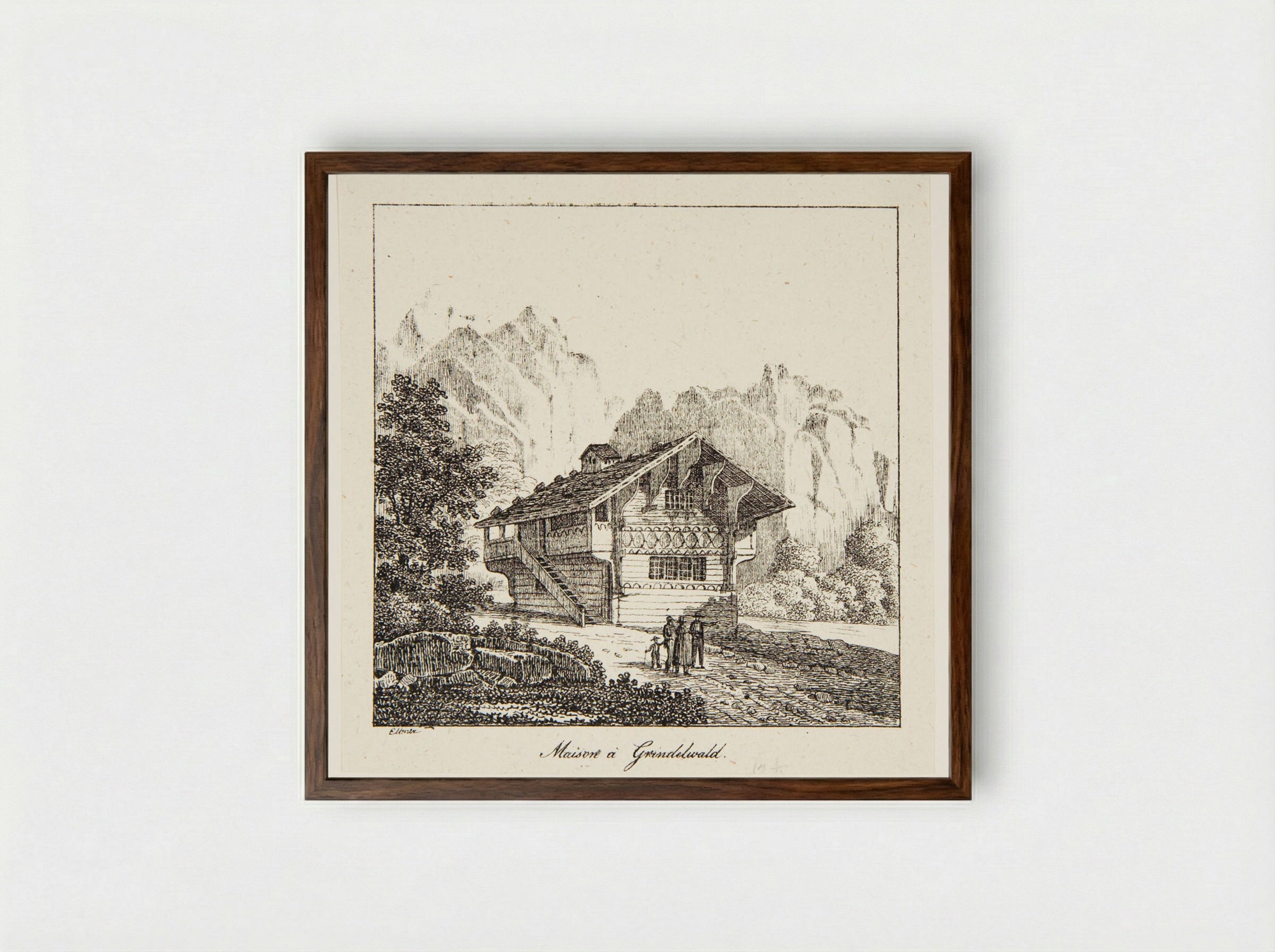 Maison à Grindelwald - P. Ellmer - Framed Print Dark Wood