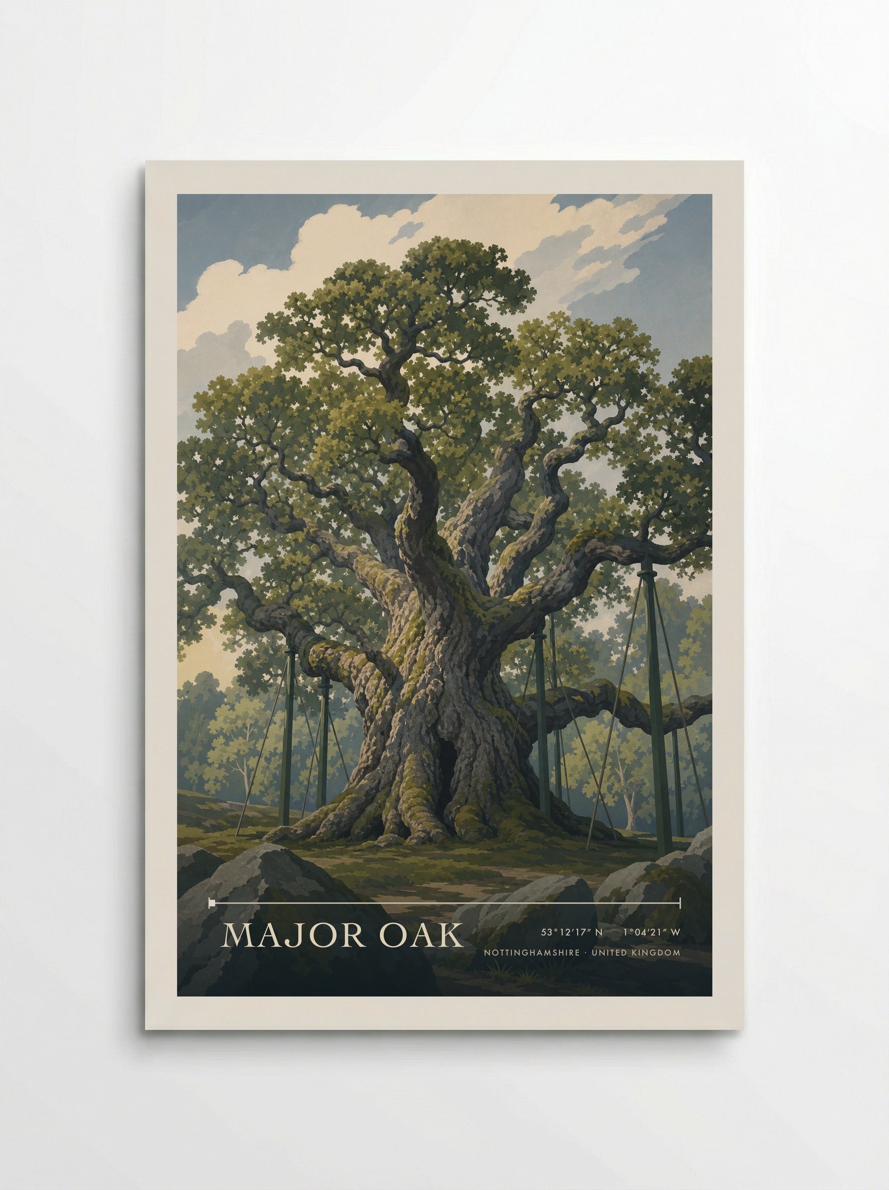 Major Oak Nottinghamshire United Kingdom Travel Poster - Poster