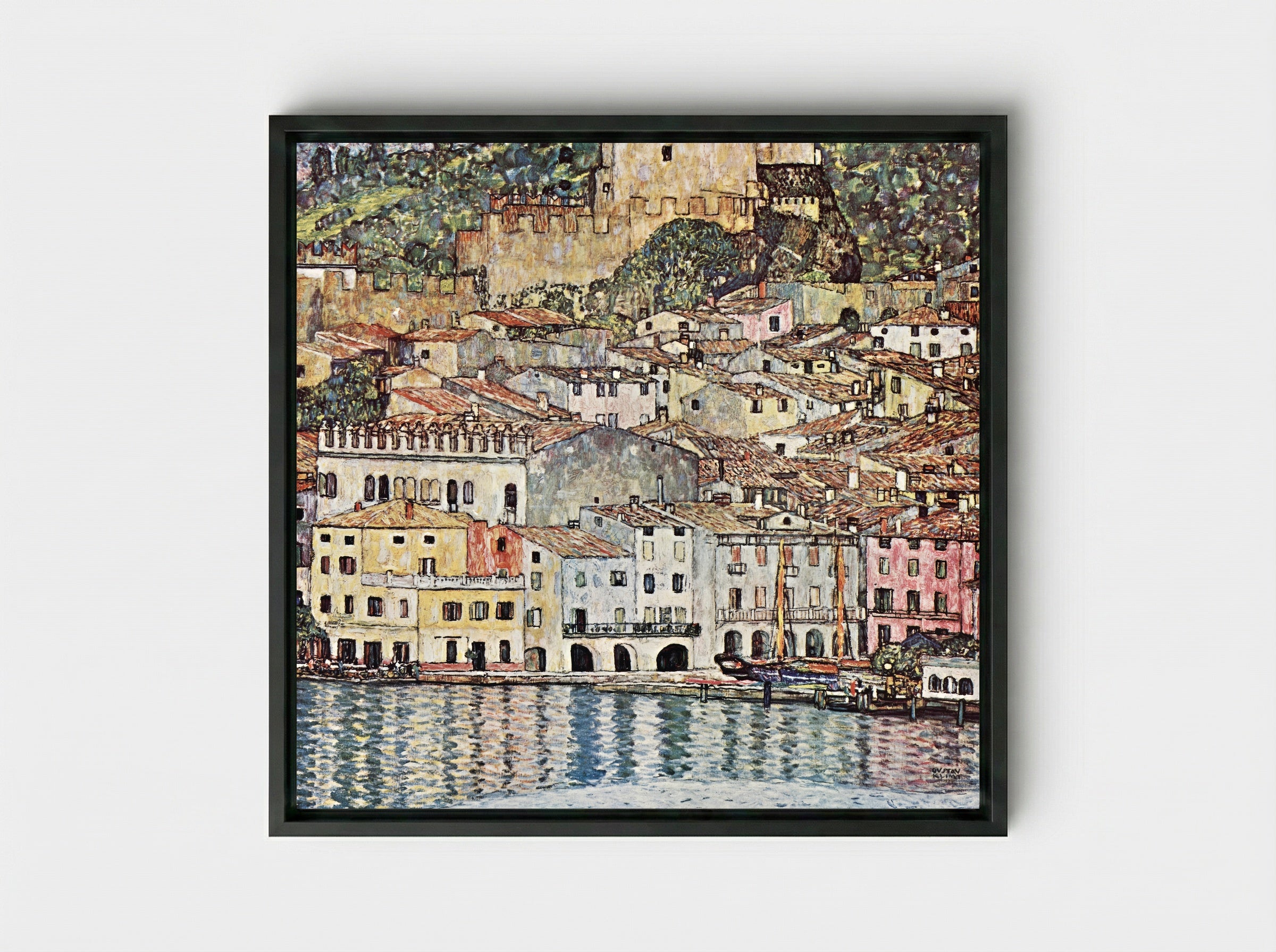 Malcesine on Lake Garda - Gustav Klimt - Framed Canvas Black