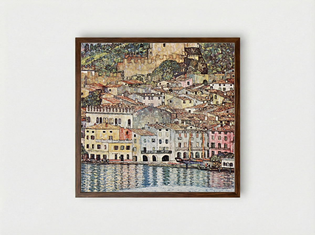 Malcesine on Lake Garda - Gustav Klimt - Framed Print Dark Wood
