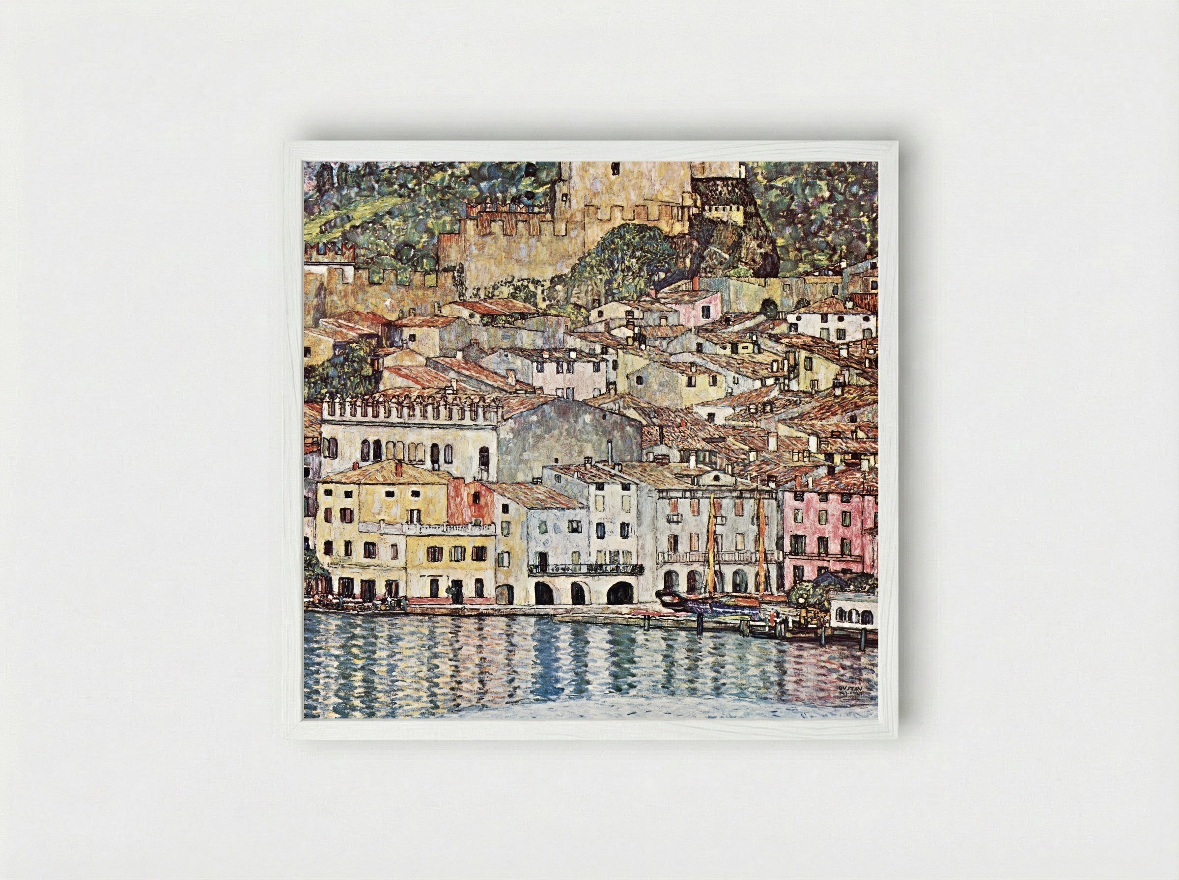 Malcesine on Lake Garda - Gustav Klimt - Framed Print White