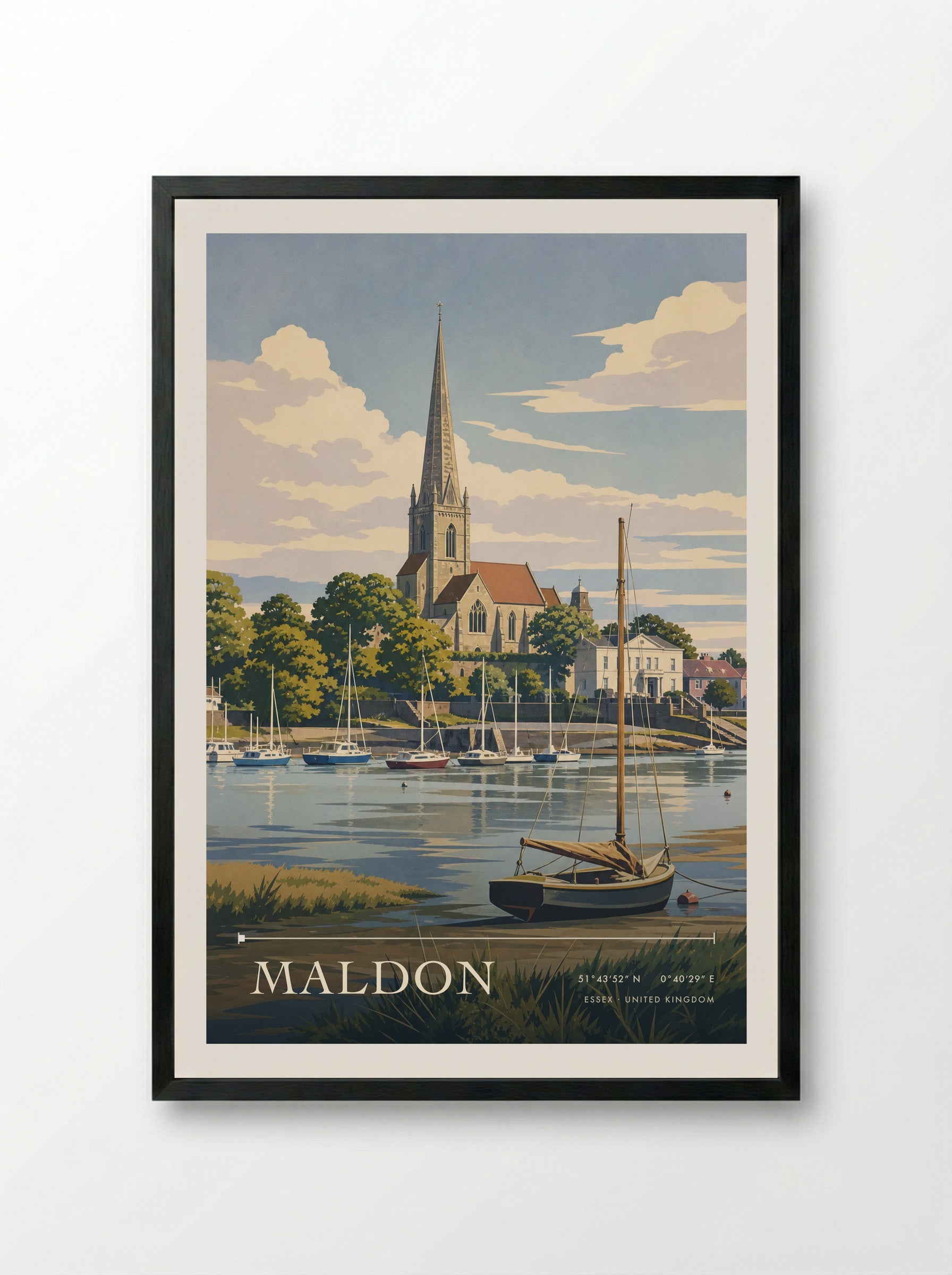Maldon Essex United Kingdom Travel Poster - Framed Print Black