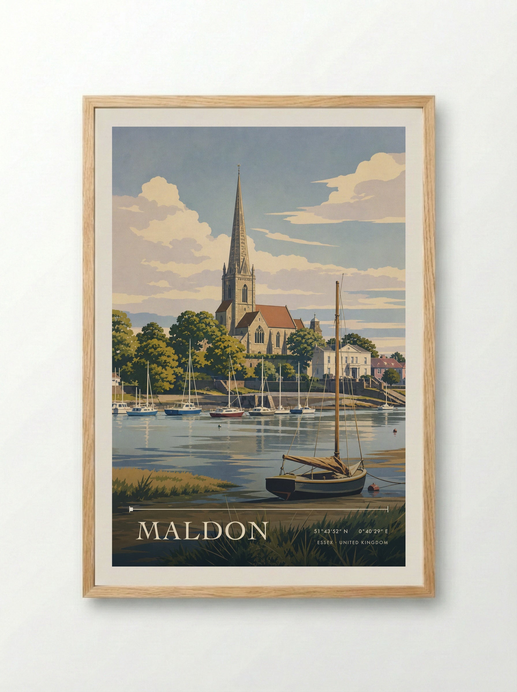 Maldon Essex United Kingdom Travel Poster - Framed Print Wood