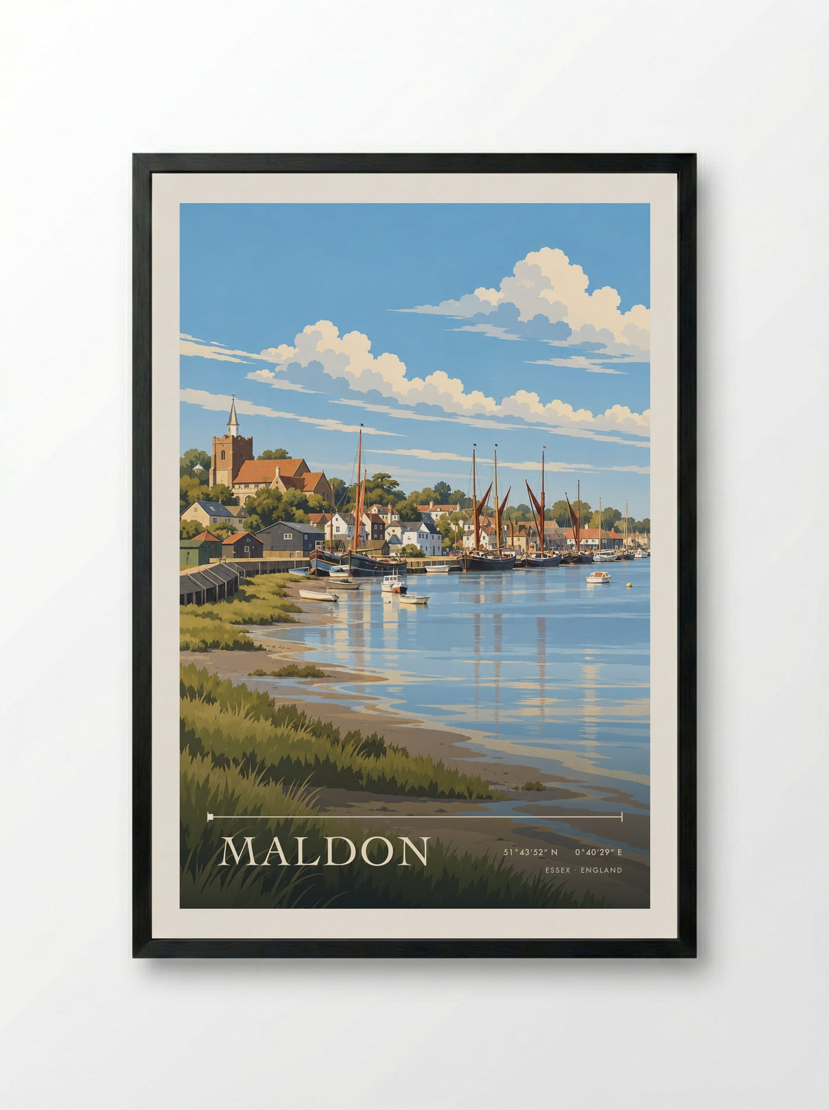 Maldon, Essex | Travel Poster - Framed Print Black