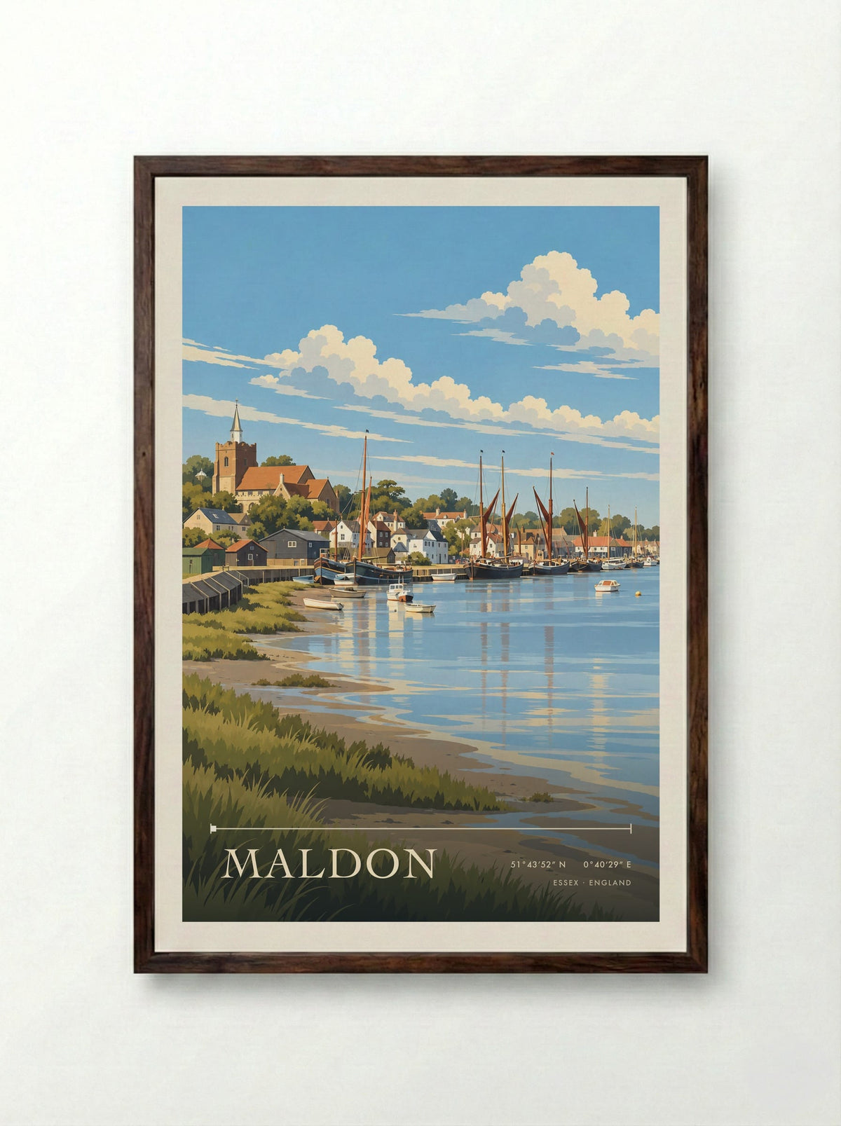 Maldon, Essex | Travel Poster - Framed Print Dark Wood