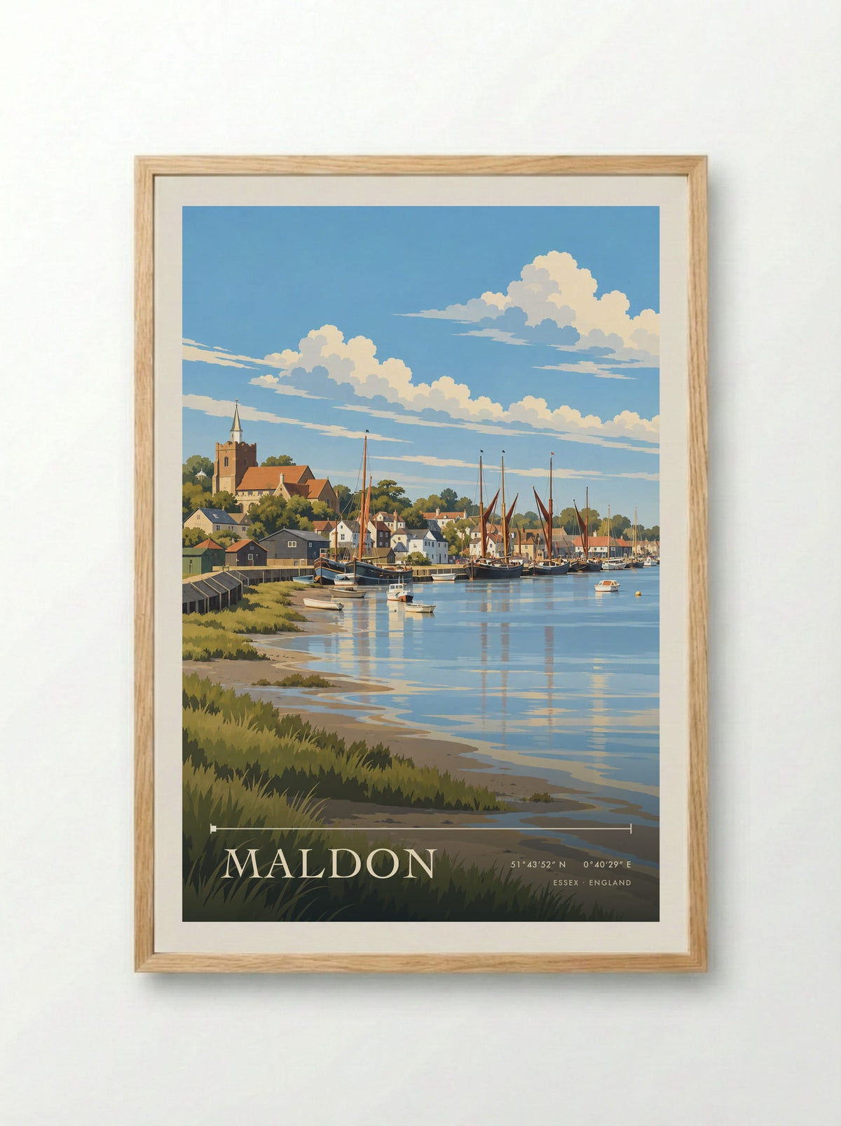 Maldon, Essex | Travel Poster - Framed Print Wood