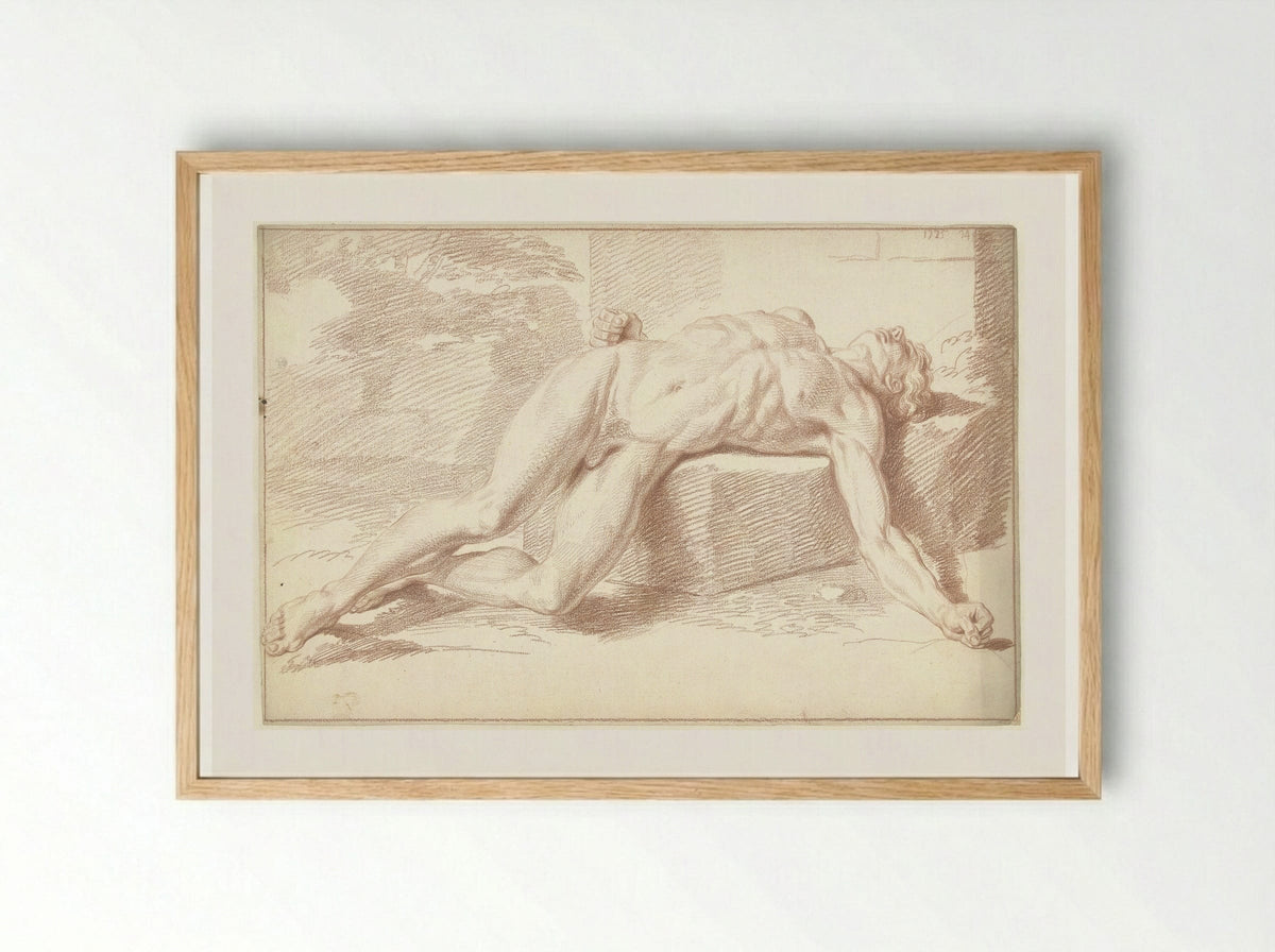 Male Nude Lying on His Back - Louis Fabritius Dubourg - Framed Print Wood