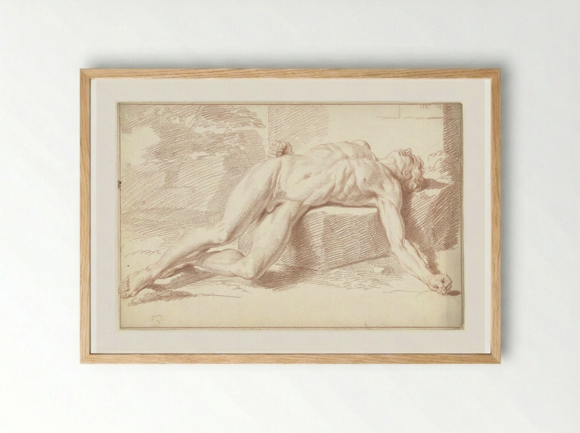 Male Nude Lying on His Back - Louis Fabritius Dubourg - Framed Print Wood