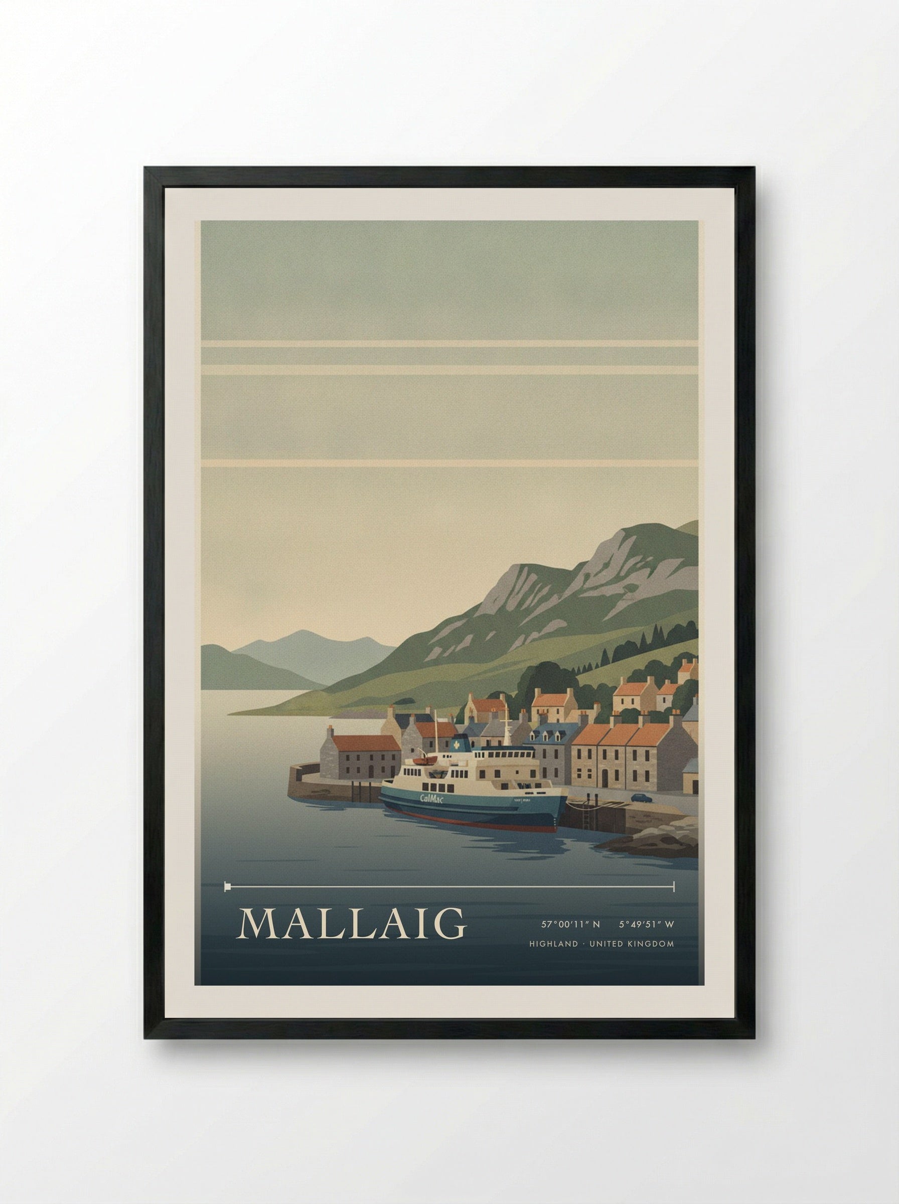 Mallaig Highland United Kingdom Travel Poster - Framed Print Black
