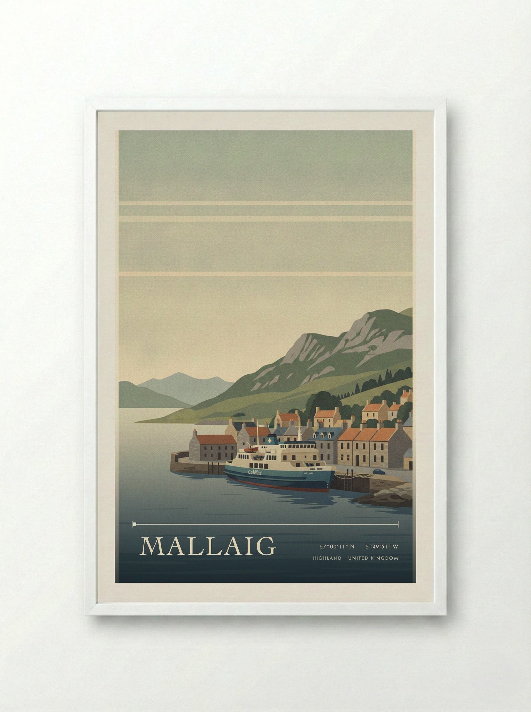 Mallaig Highland United Kingdom Travel Poster - Framed Print White