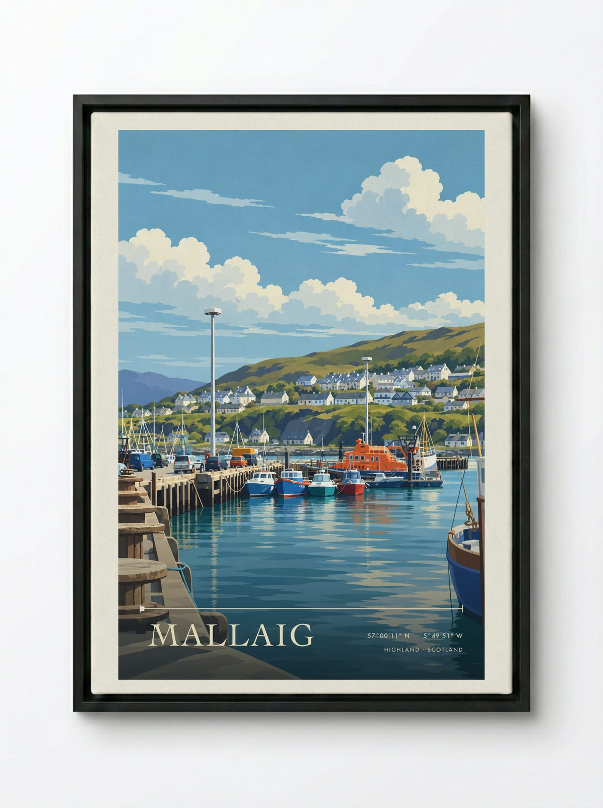 Mallaig, Highland | Travel Poster - Framed Canvas Black