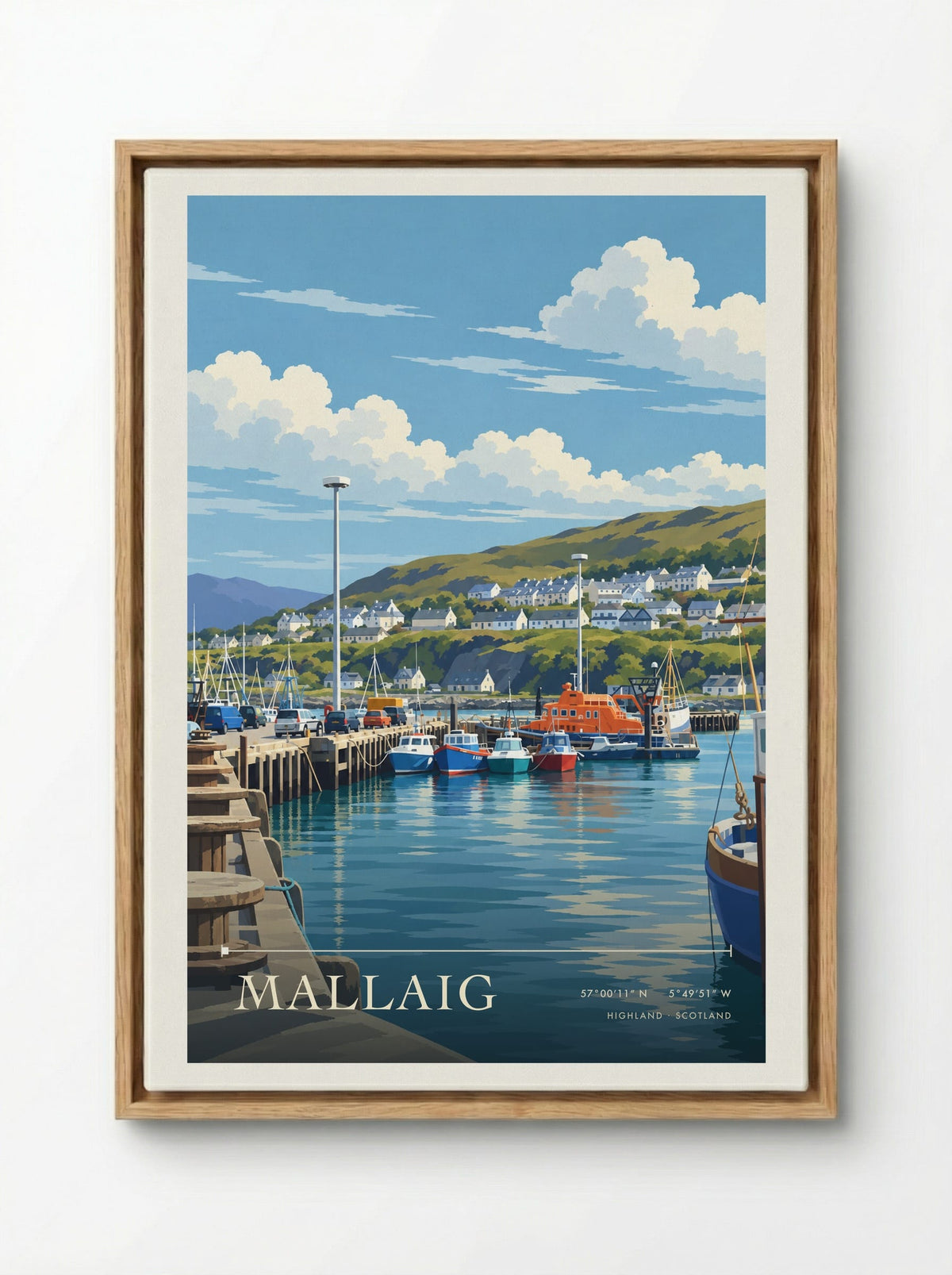 Mallaig, Highland | Travel Poster - Framed Canvas Wood