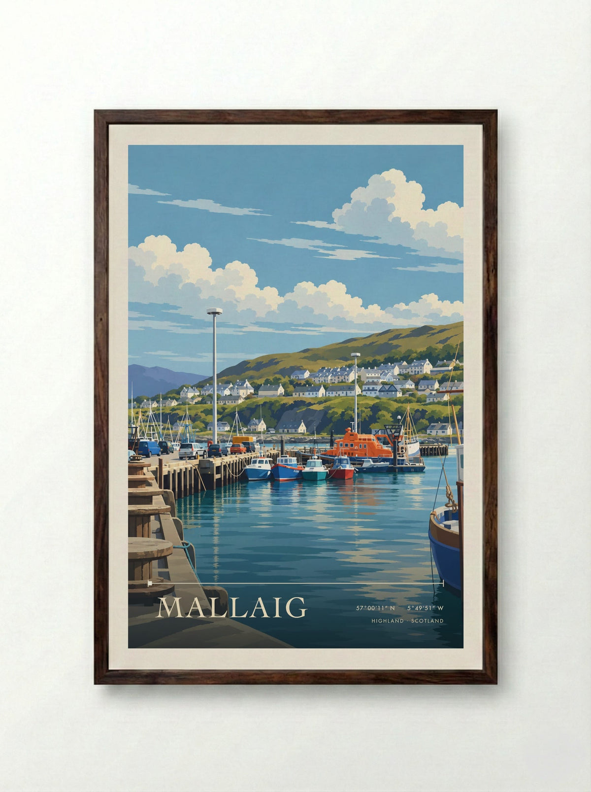 Mallaig, Highland | Travel Poster - Framed Print Dark Wood