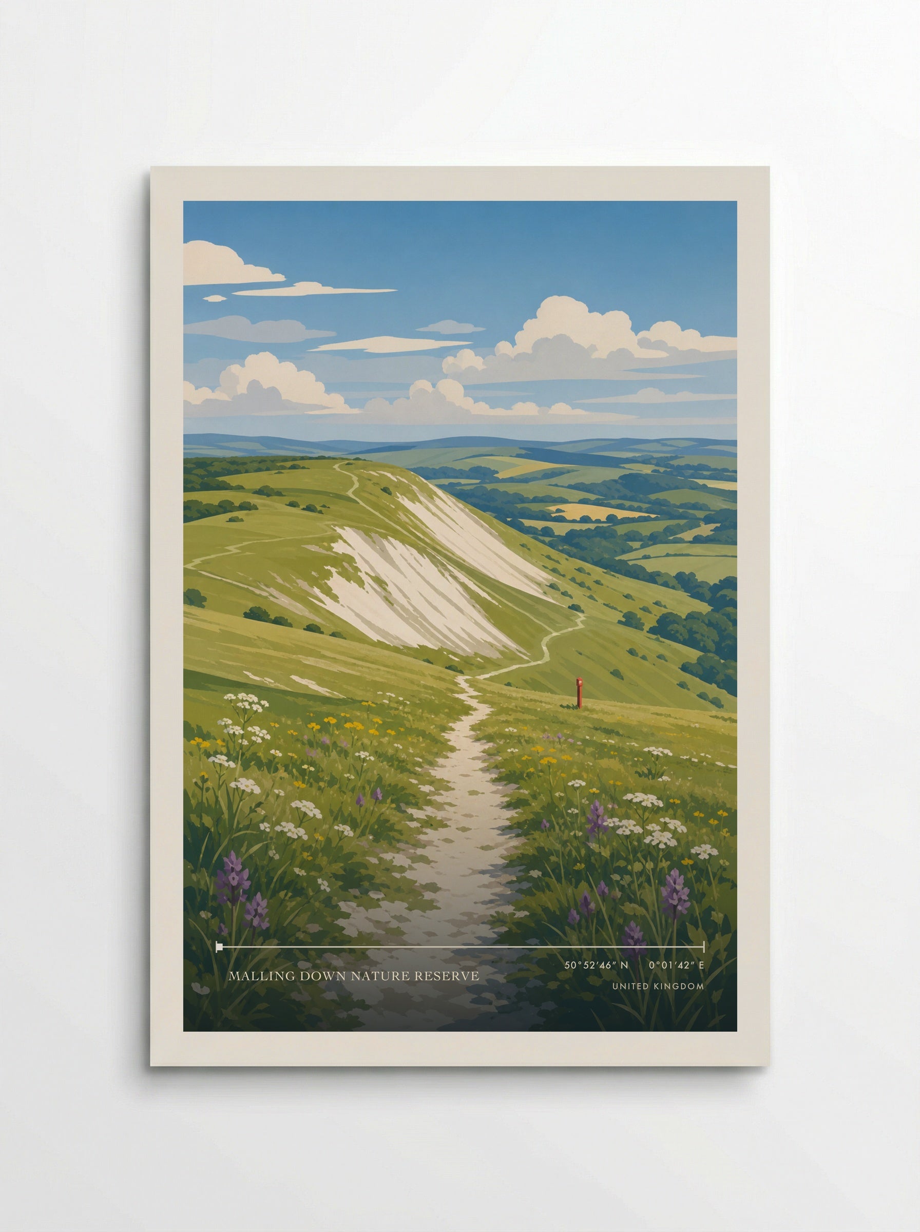 Malling Down Nature Reserve United Kingdom Travel Poster - Poster