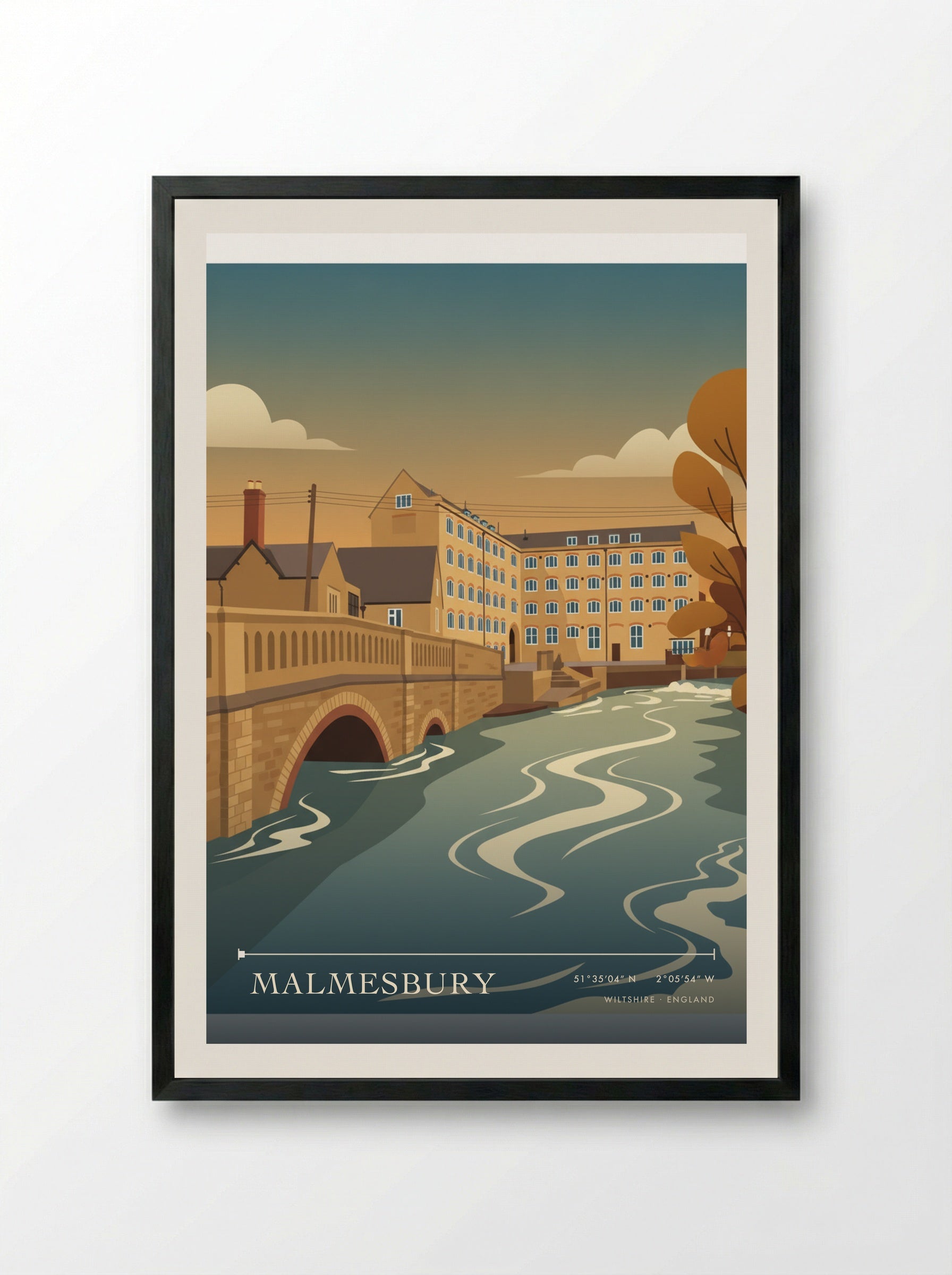 Malmesbury Wiltshire England Travel Poster - Framed Print Black