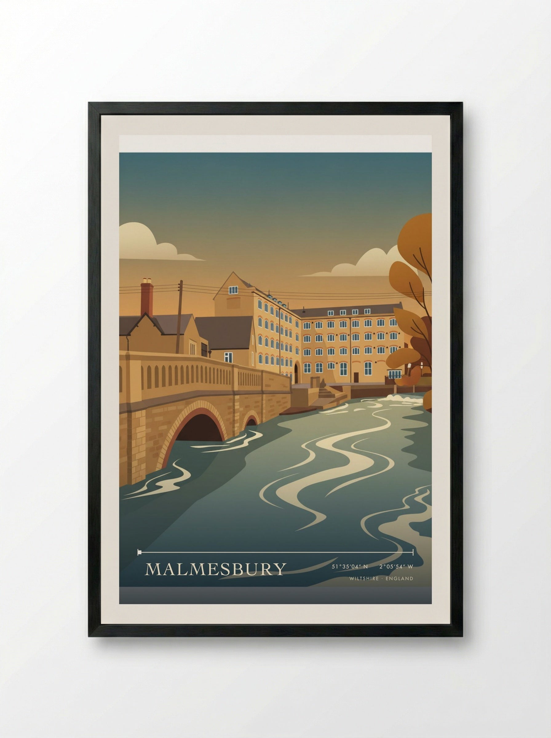 Malmesbury Wiltshire England Travel Poster - Framed Print Black