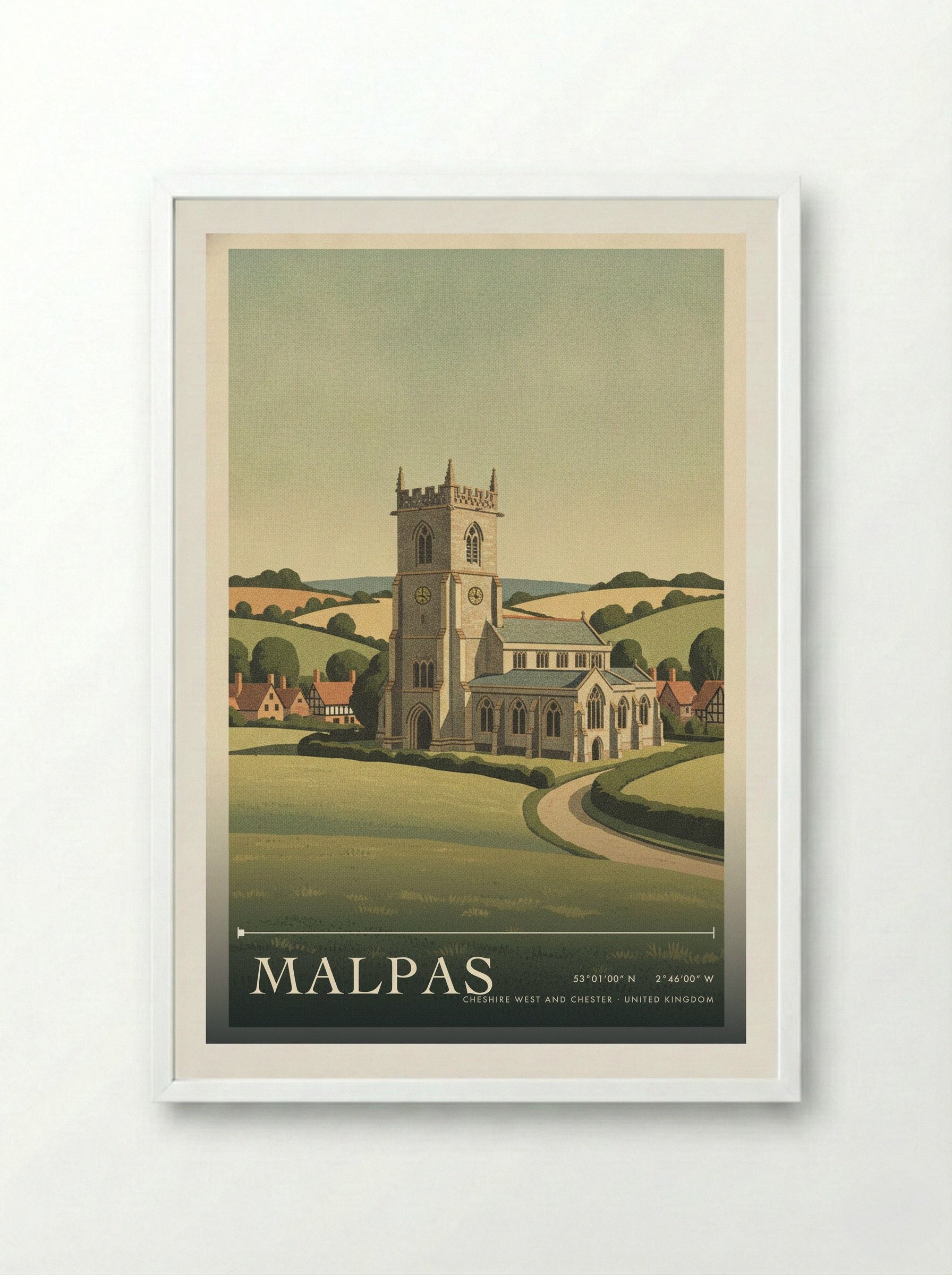Malpas Cheshire West and Chester United Kingdom Travel Poster - Framed Print White