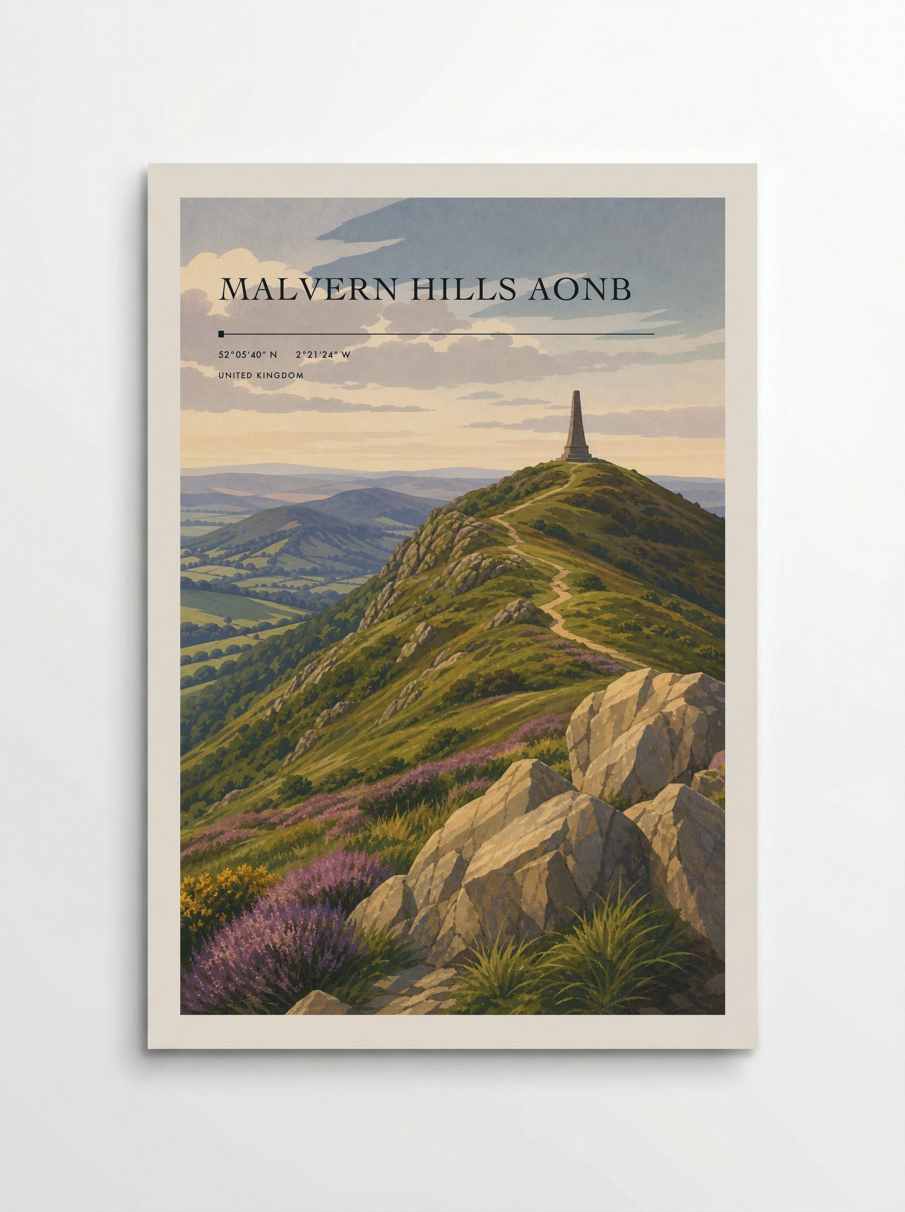 Malvern Hills AONB United Kingdom Travel Poster - Poster