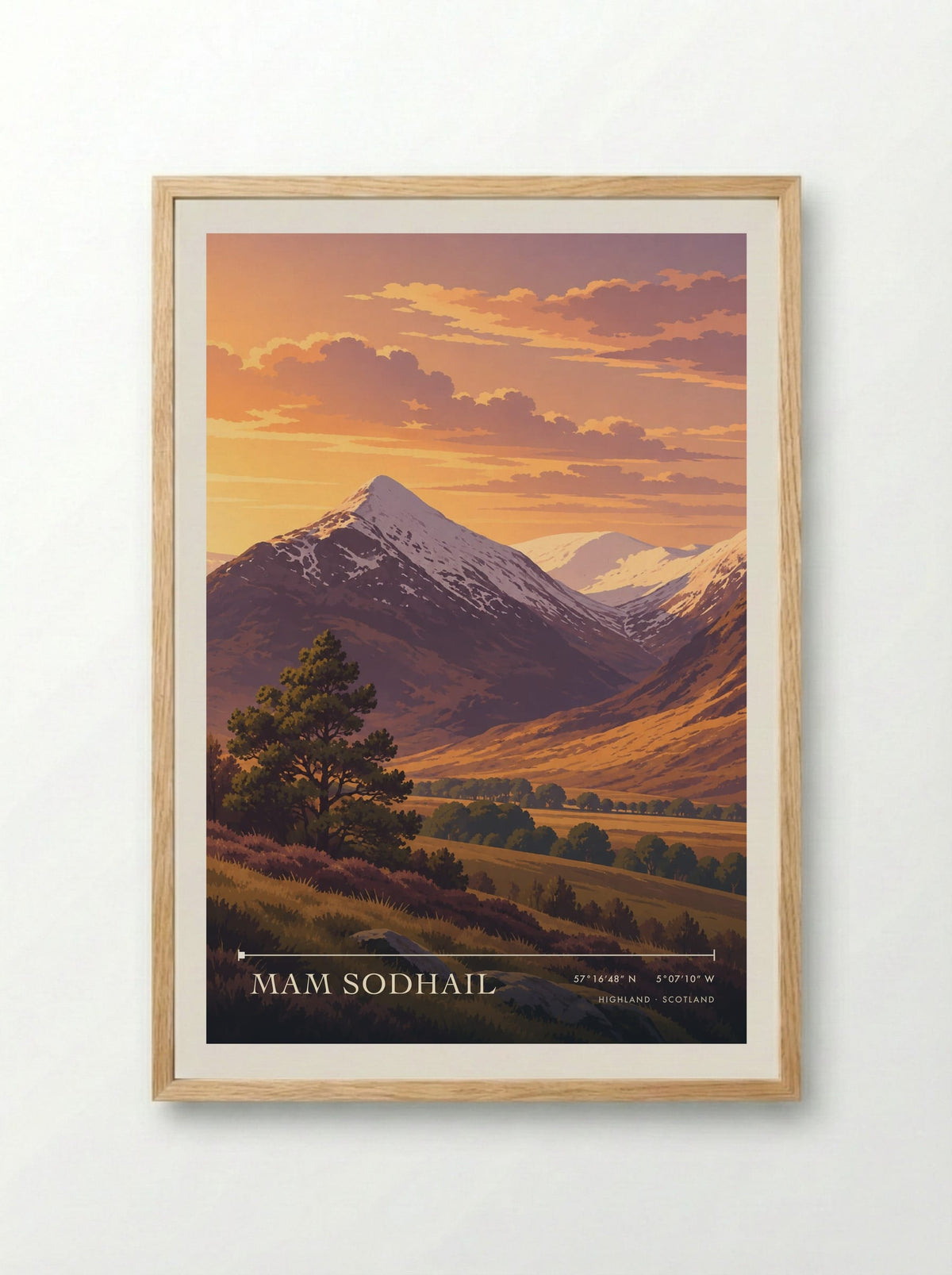 Mam Sodhail, Highland | Travel Poster - Framed Print Wood