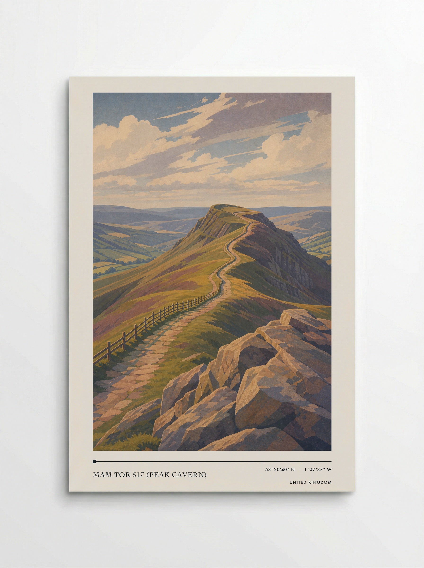 Mam Tor 517 (Peak Cavern) United Kingdom Travel Poster - Poster