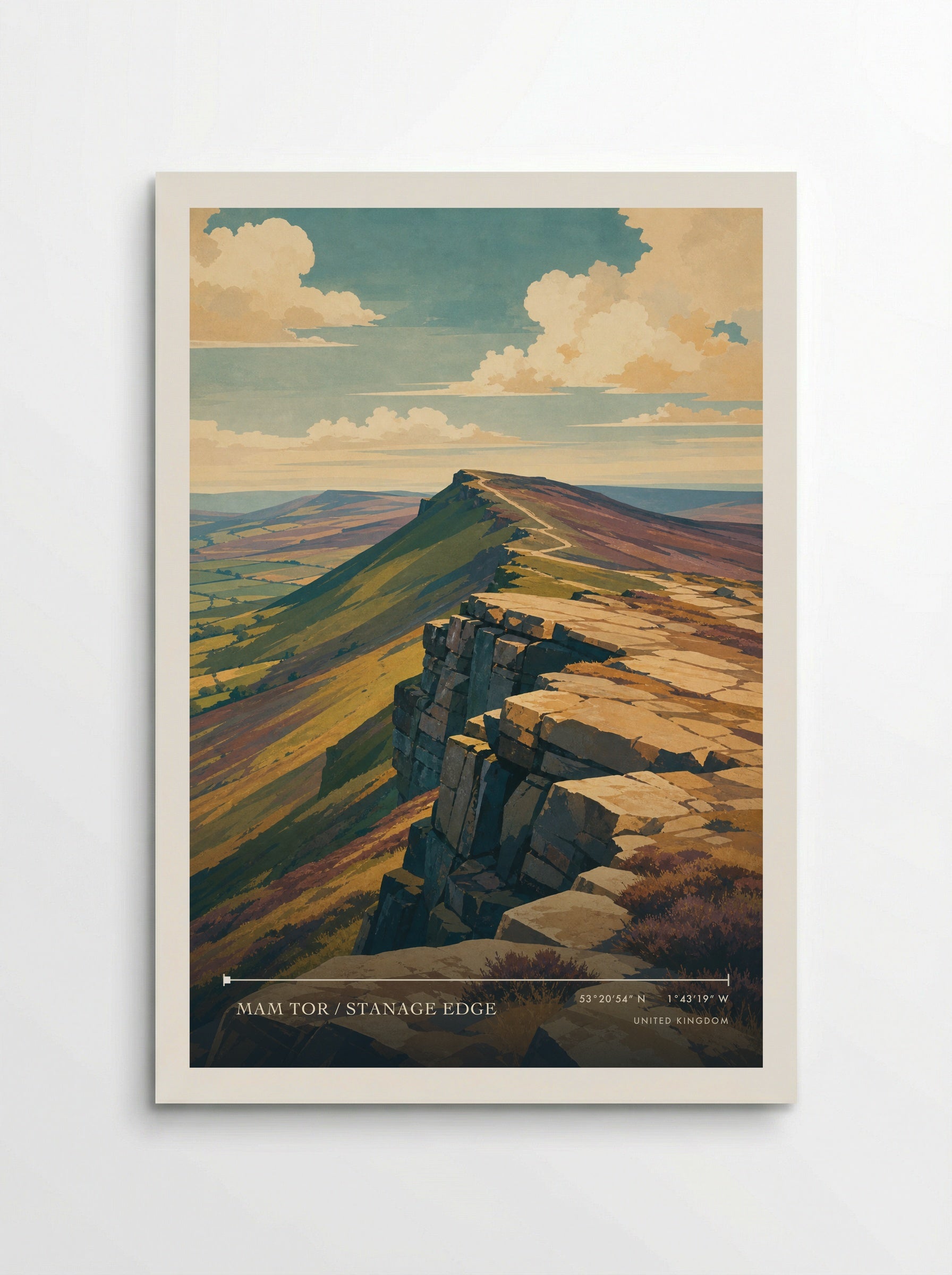 Mam Tor / Stanage Edge United Kingdom Travel Poster - Poster