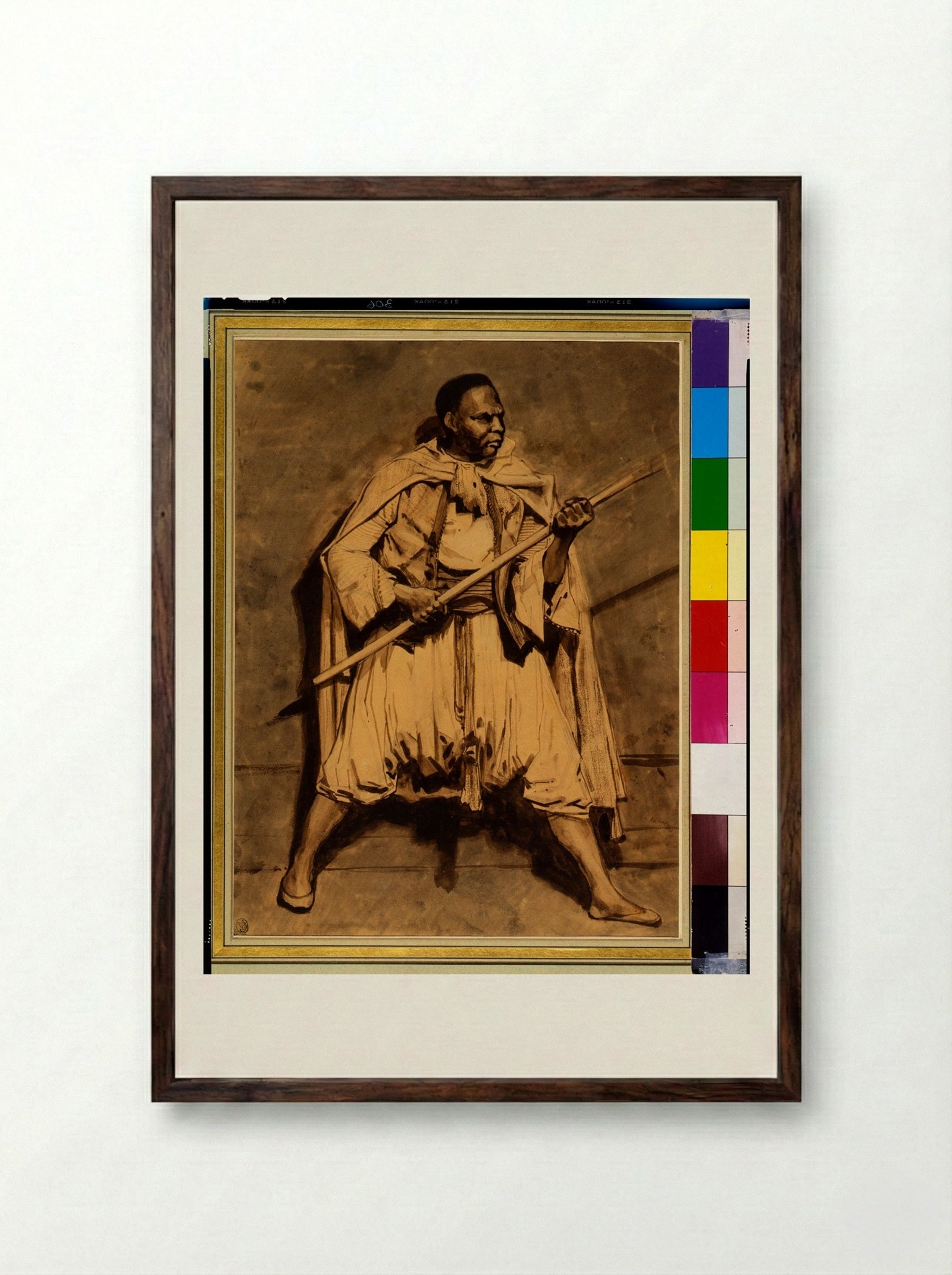 Mameluke Soldier Holding a Lance - Théodore Géricault - Framed Print Dark Wood