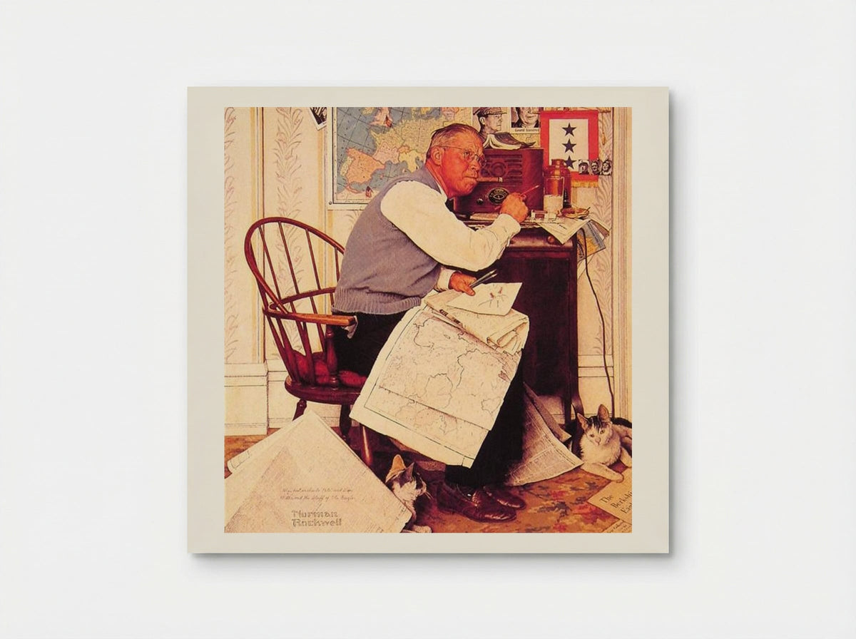 Man Charting War Maneuvers - Norman Rockwell - Poster