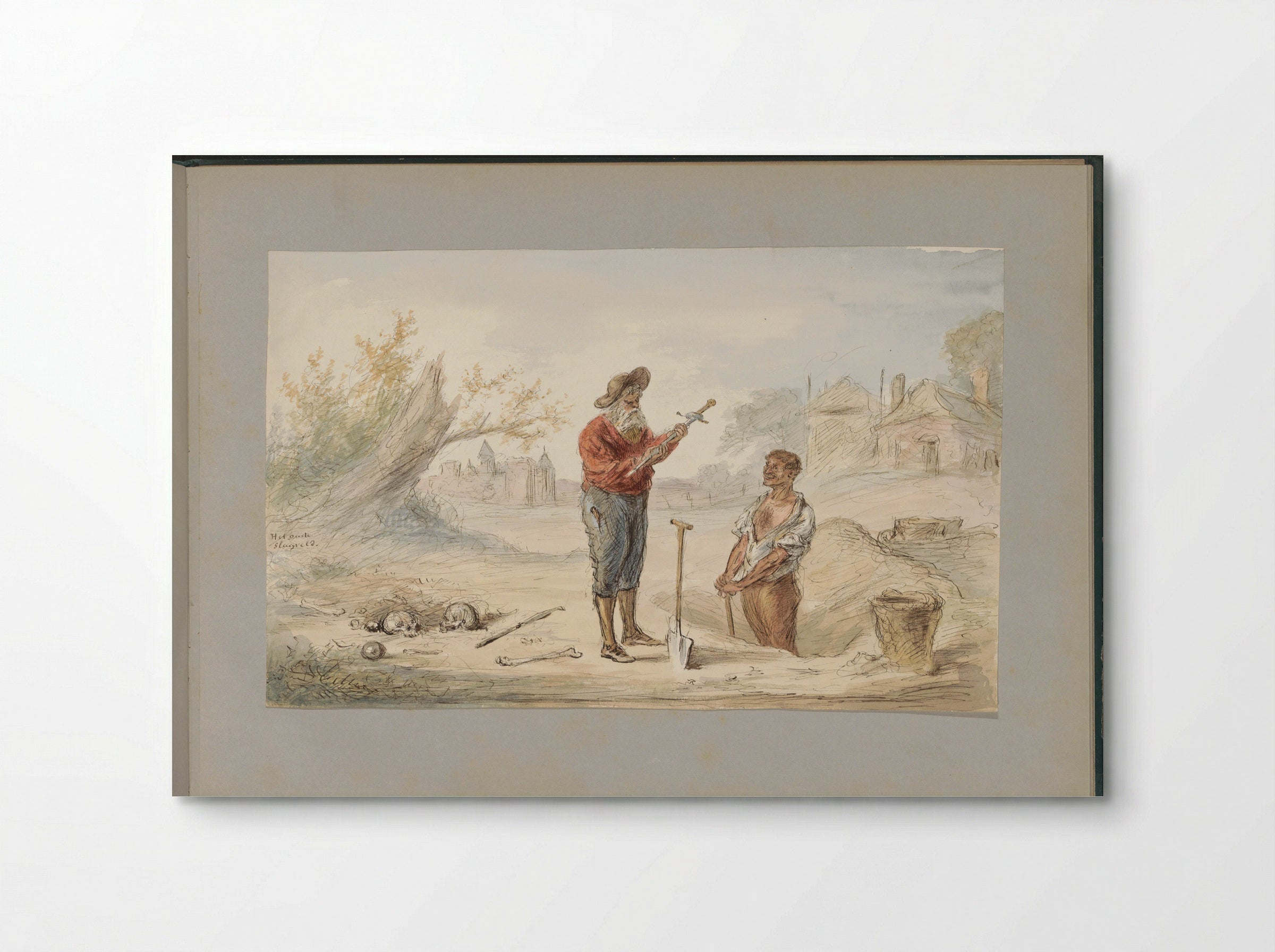 Man Excavating a Sword on an Old Battlefield - Alexander Ver Huell - Poster