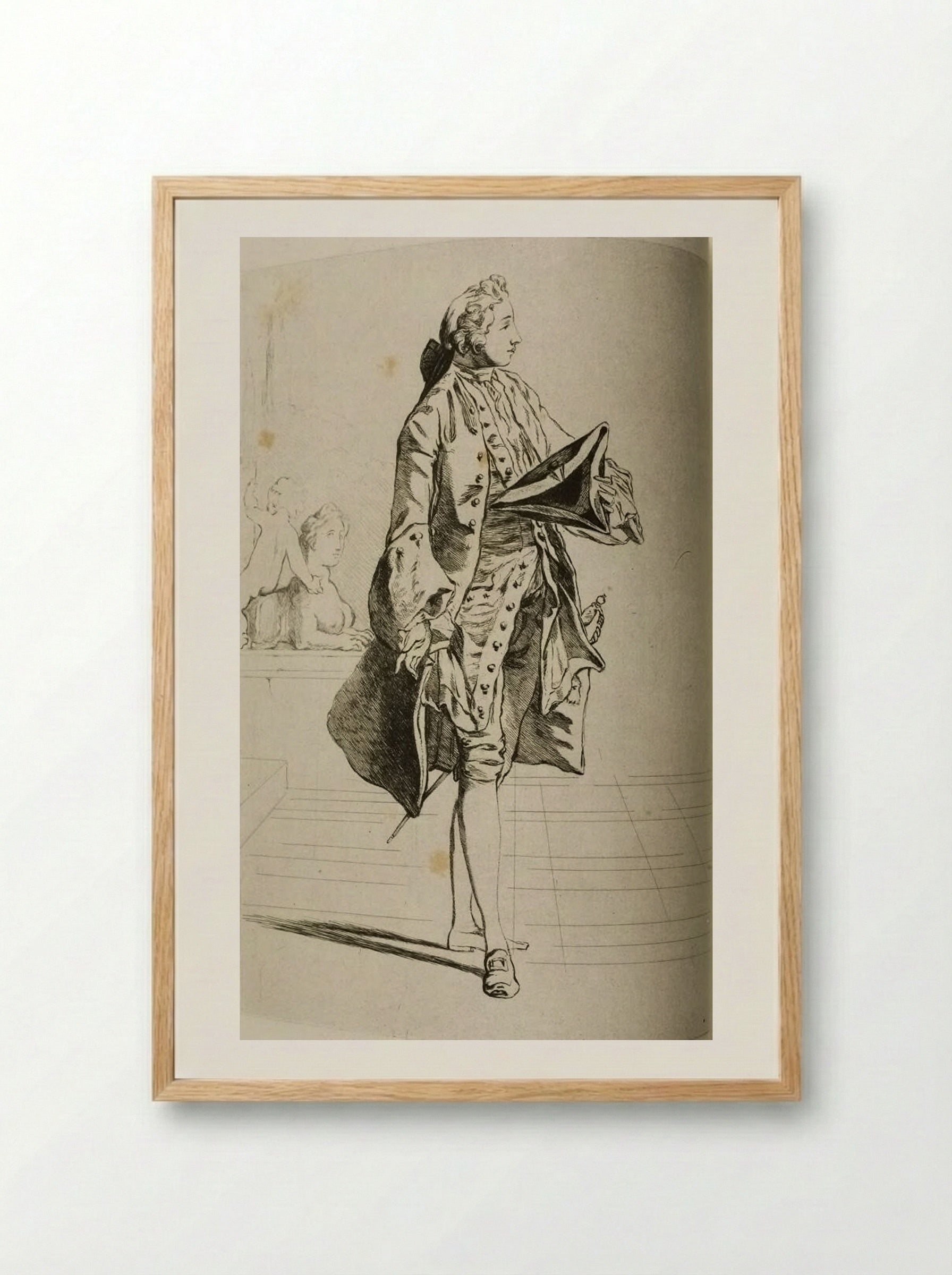 Man Holding His Tricorn in His Hand - Jules de Goncourt - Framed Print Wood