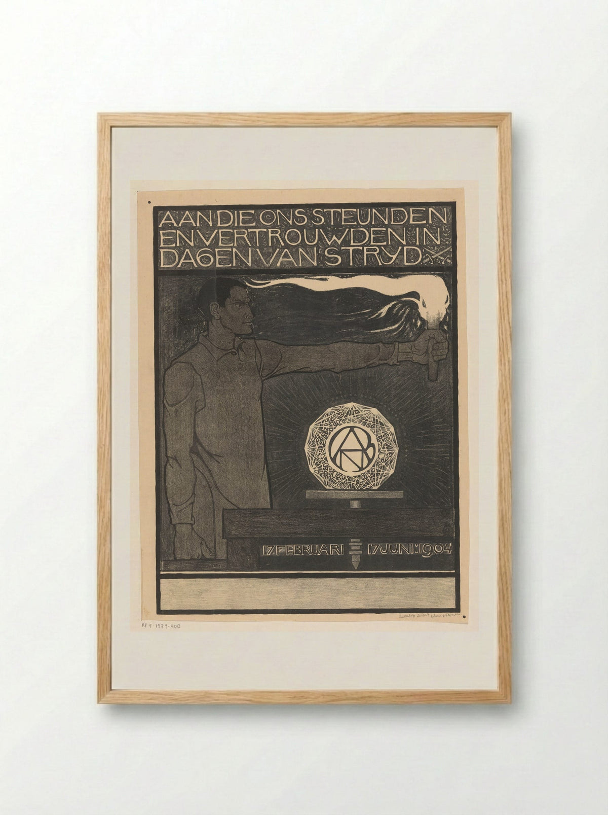 Man Holding a Torch - Richard Nicolaüs Roland Holst - Framed Print Wood