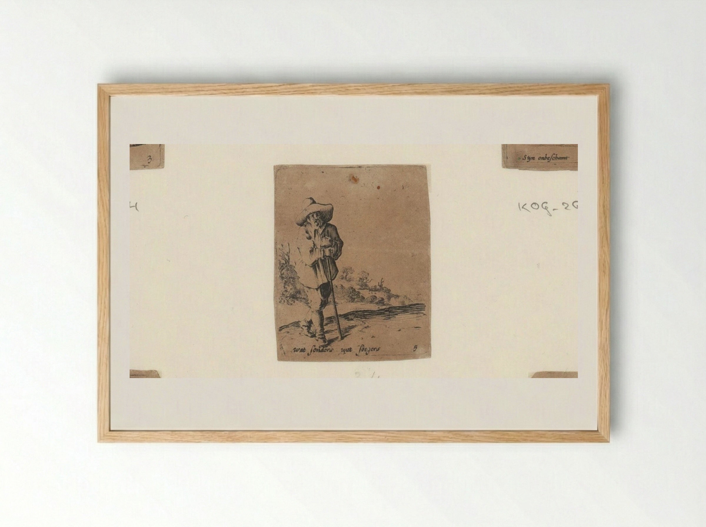 Man Leaning on a Stick - Gillis van Scheyndel (I) - Framed Print Wood