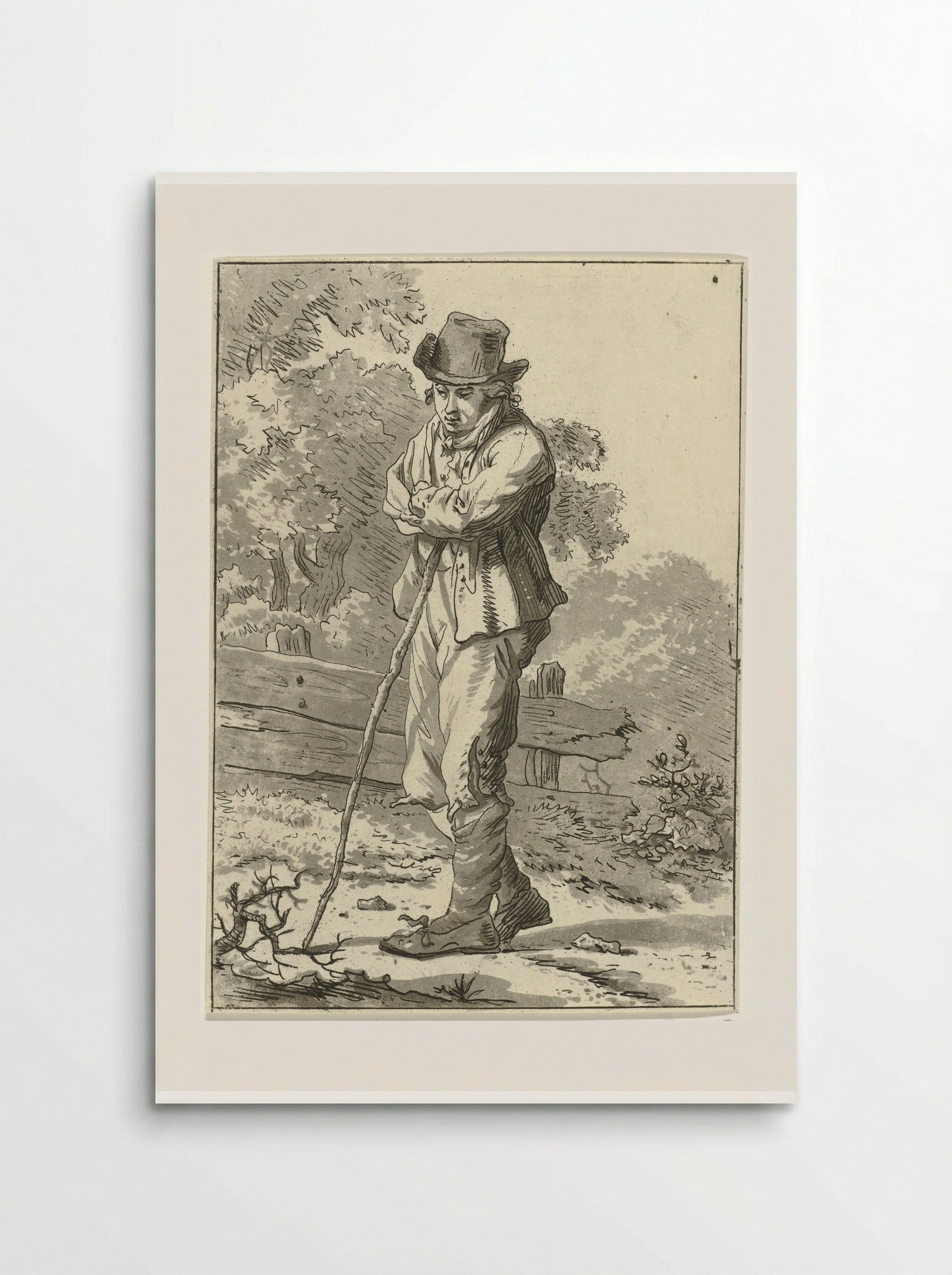Man Leaning on a Stick - Hermanus Fock - Poster