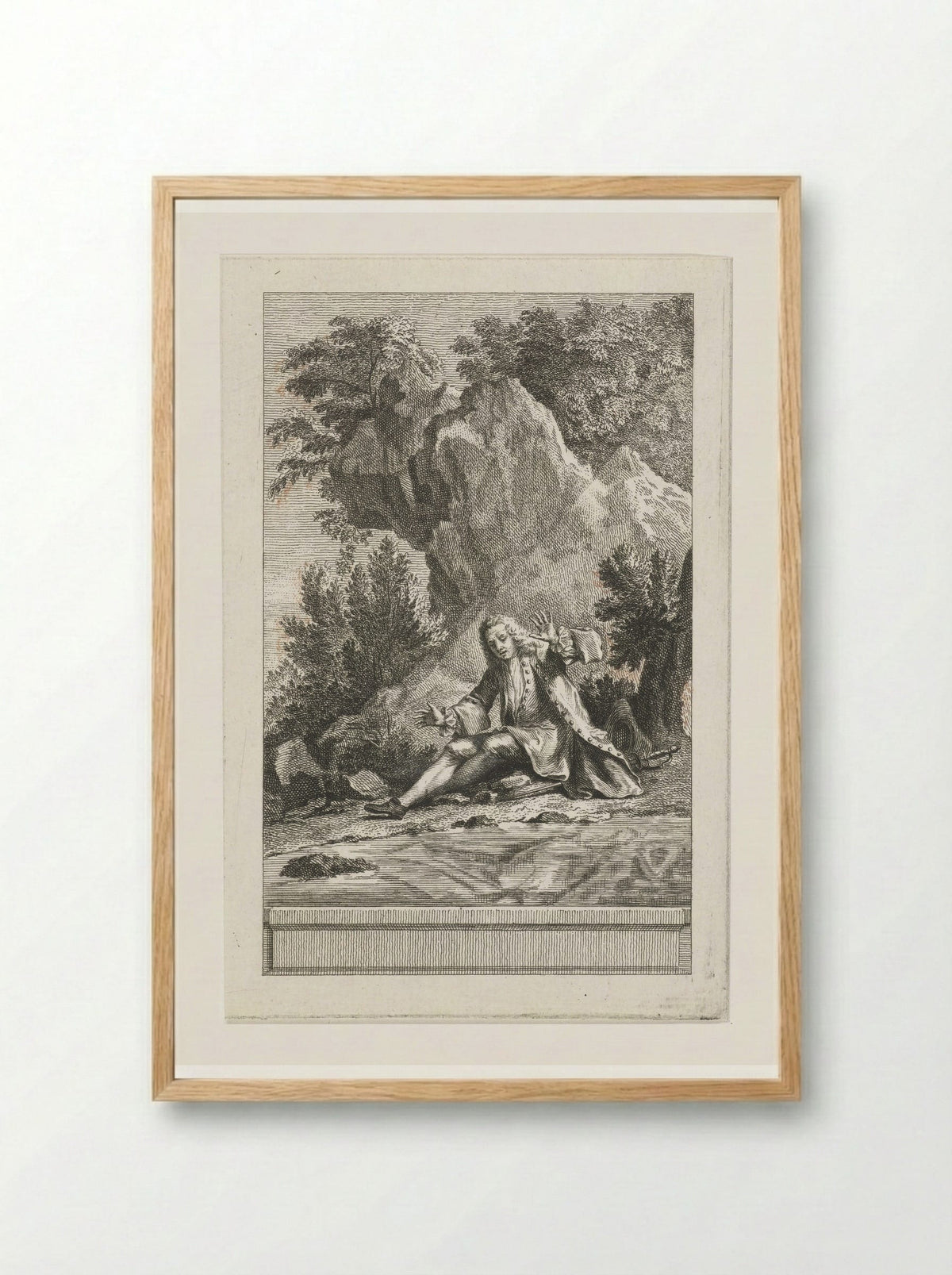 Man Looking at His Reflection in the Water - Abraham Delfos - Framed Print Wood