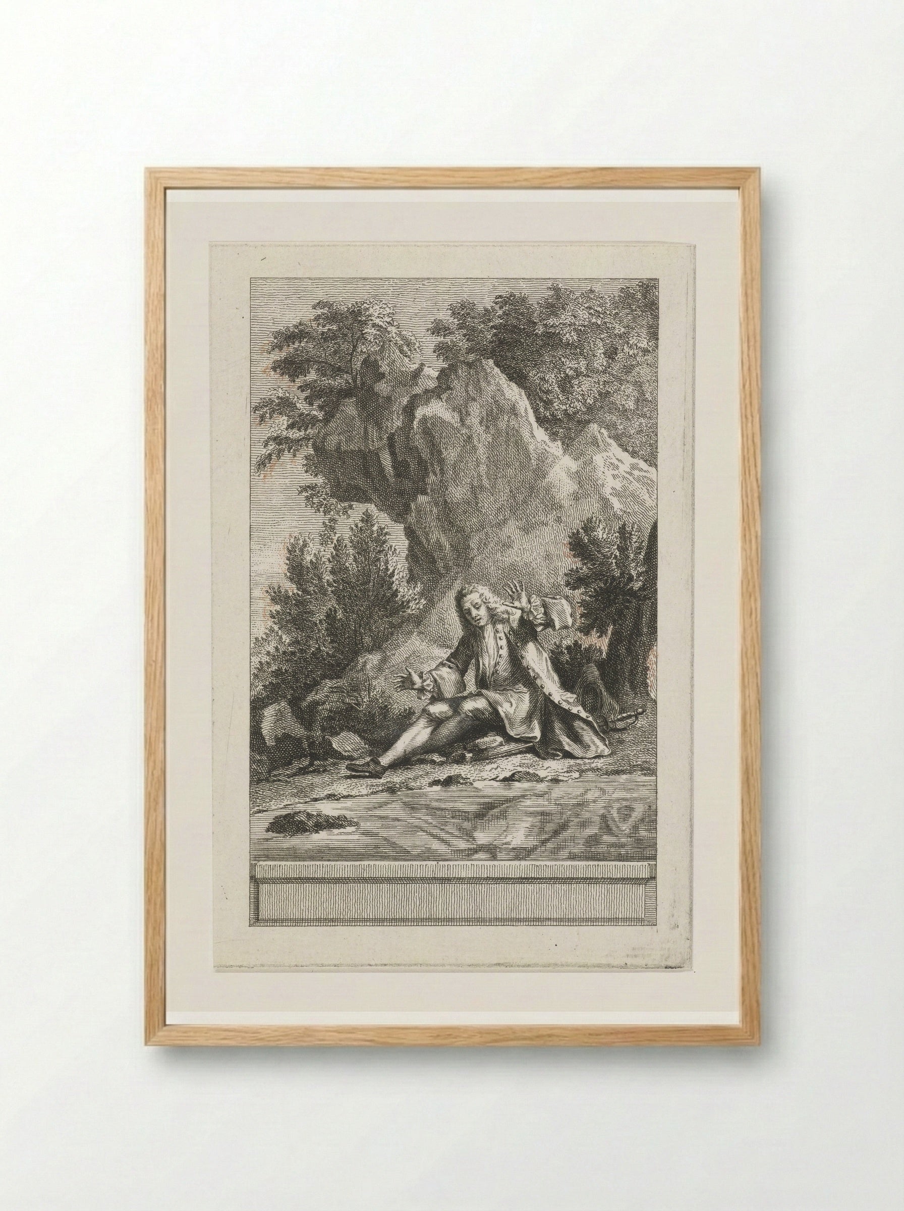 Man Looking at His Reflection in the Water - Abraham Delfos - Framed Print Wood
