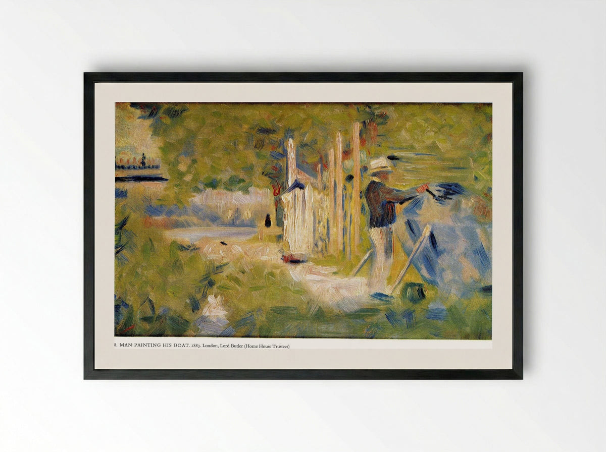 Man Painting his Boat - Georges Seurat - Framed Print Black