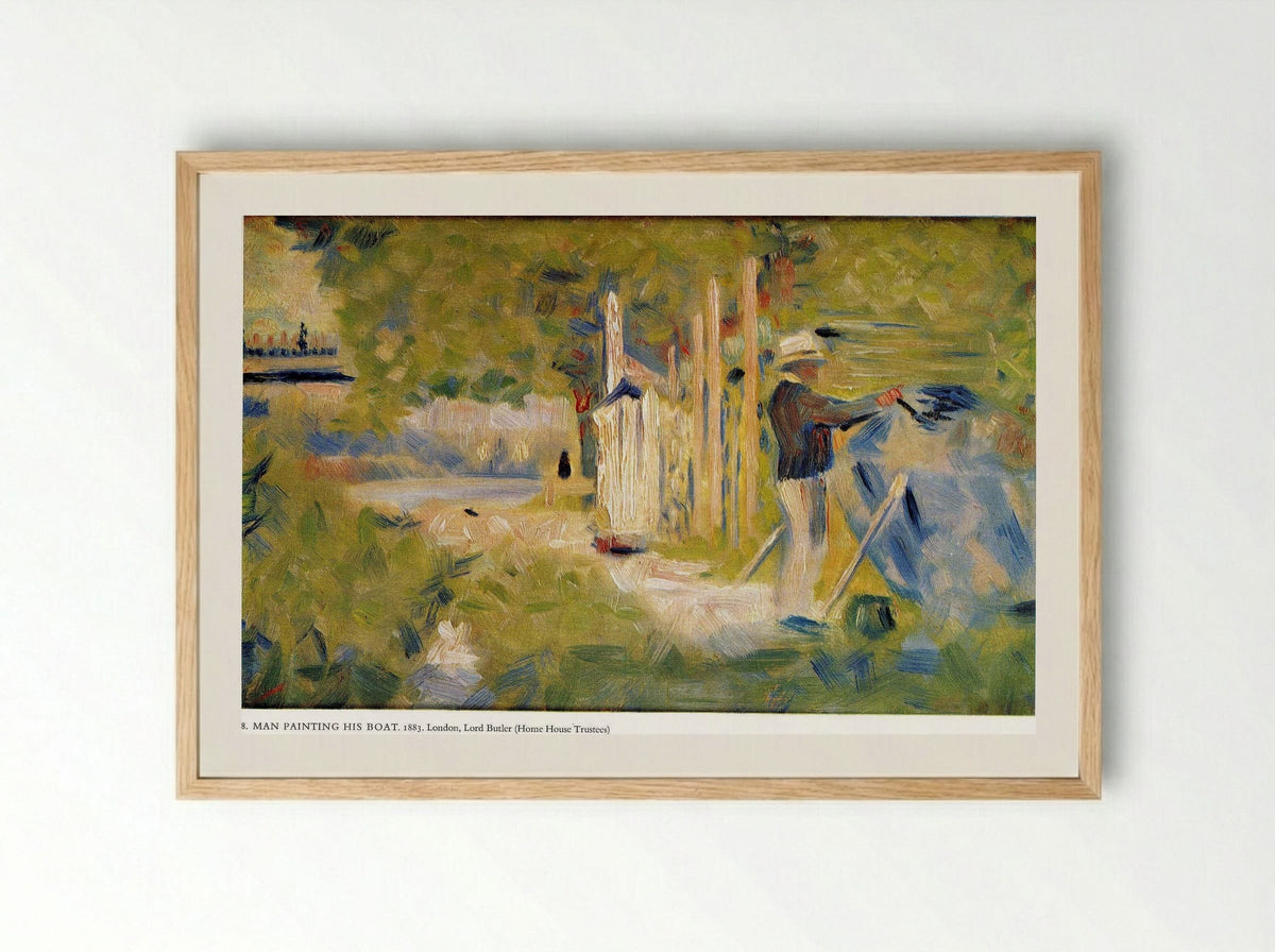 Man Painting his Boat - Georges Seurat - Framed Print Wood